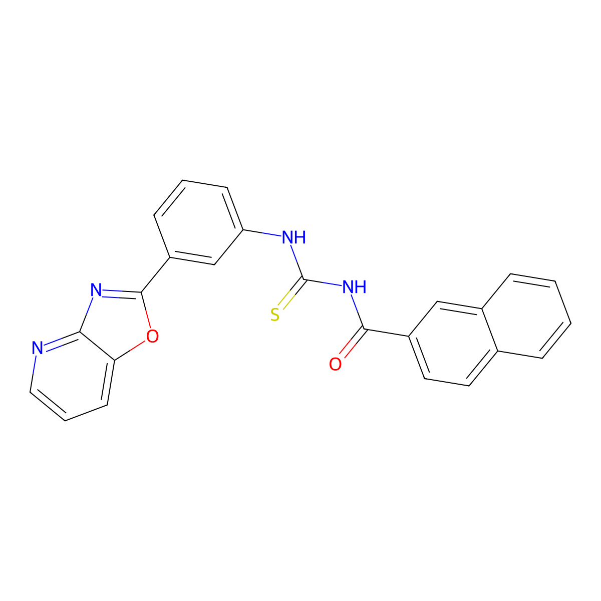 N-[[3-([1,3]oxazolo[4,5-b]pyridin-2-yl)phenyl]carbamothioyl]naphthalene-2-carboxamide molecular structure, CAS 445416-88-6