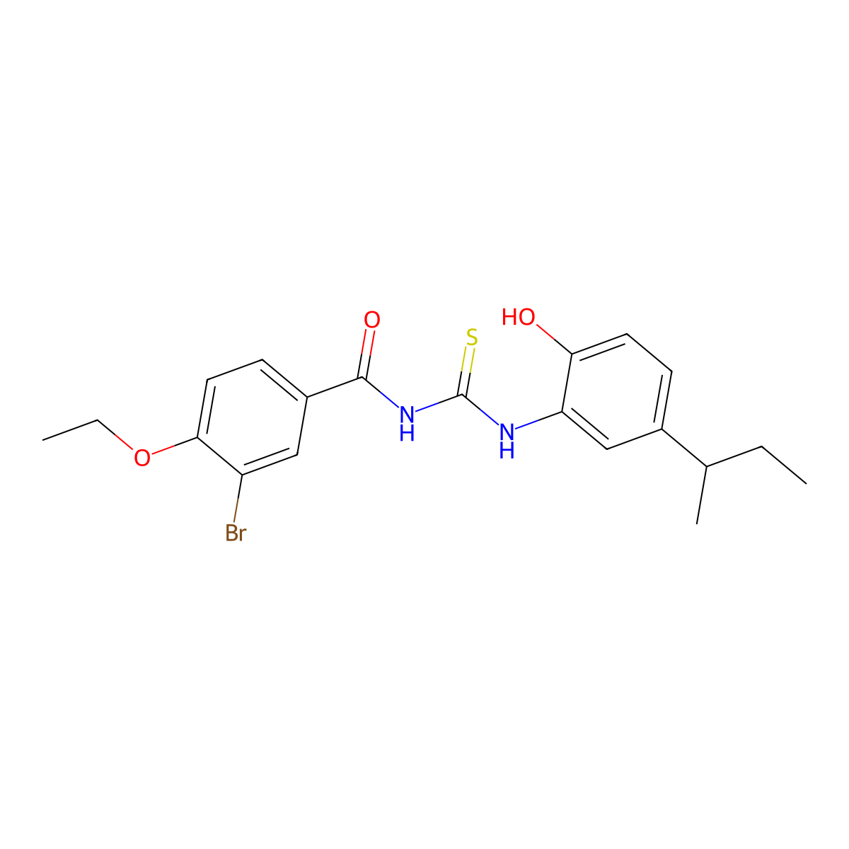 3-bromo-N-[(5-butan-2-yl-2-hydroxyphenyl)carbamothioyl]-4-ethoxybenzamide molecular structure, CAS 445417-02-7