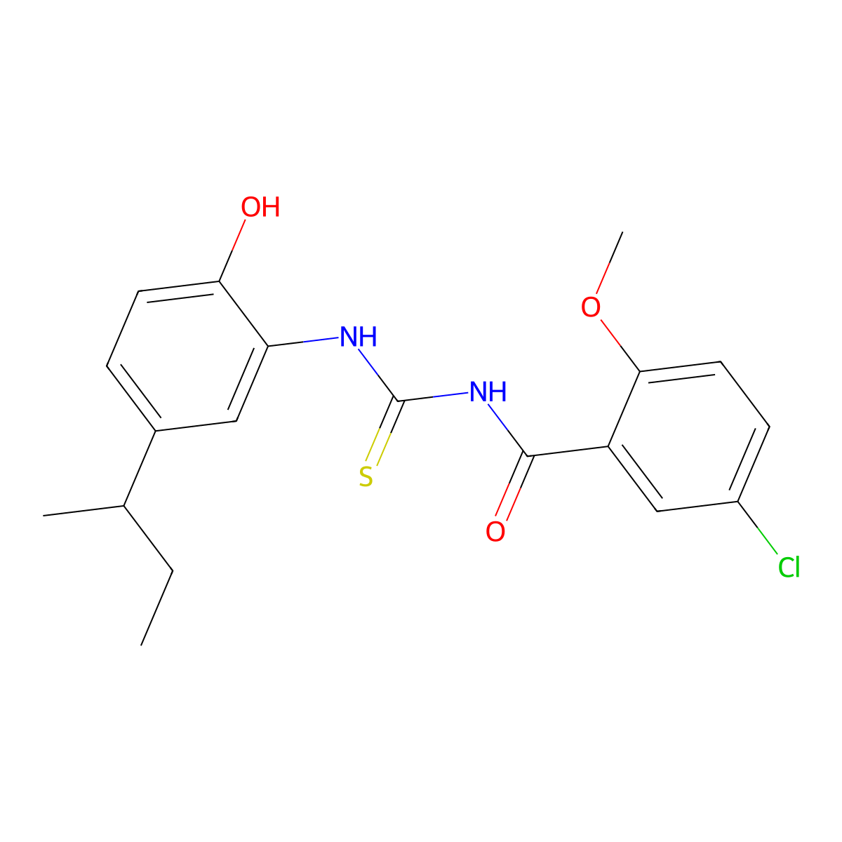 N-[(5-butan-2-yl-2-hydroxyphenyl)carbamothioyl]-5-chloro-2-methoxybenzamide molecular structure, CAS 445417-03-8