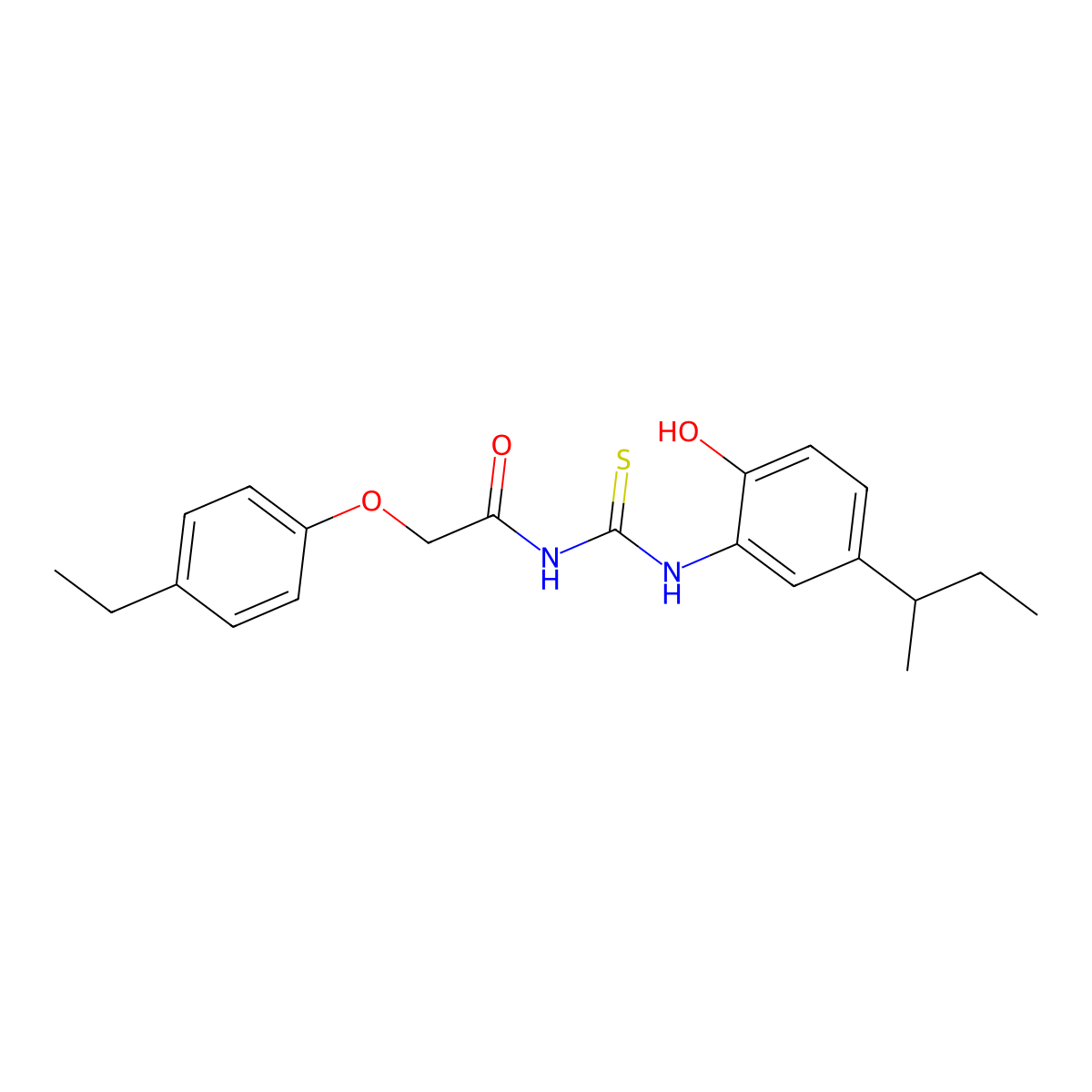 N-[(5-butan-2-yl-2-hydroxyphenyl)carbamothioyl]-2-(4-ethylphenoxy)acetamide molecular structure, CAS 445417-06-1