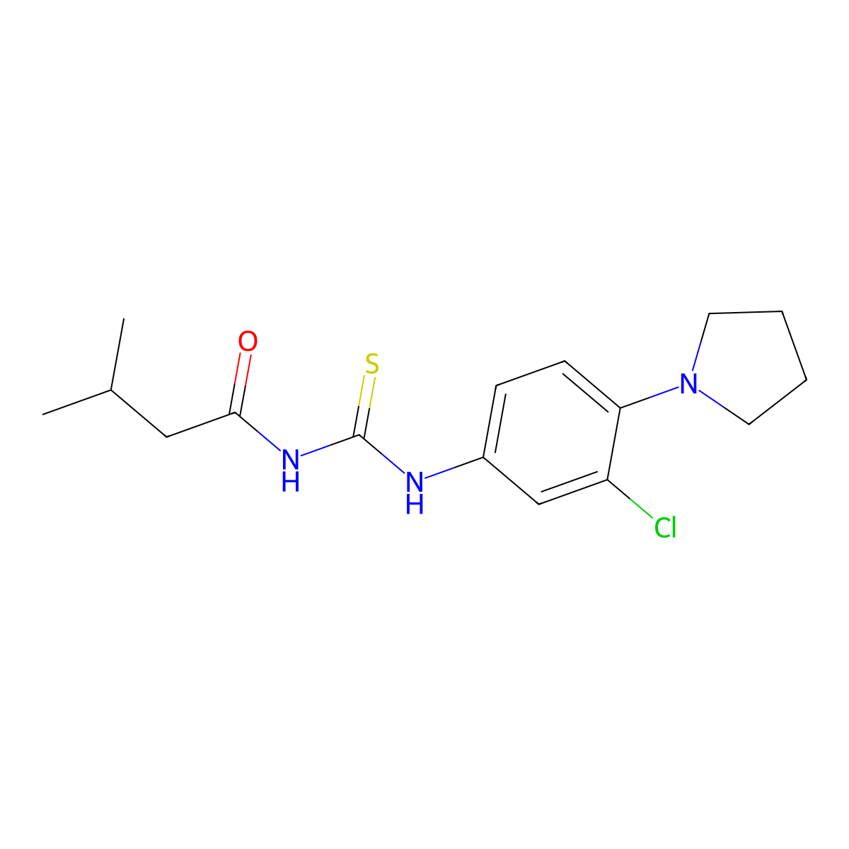 N-[(3-chloro-4-pyrrolidin-1-ylphenyl)carbamothioyl]-3-methylbutanamide molecular structure, CAS 445417-12-9