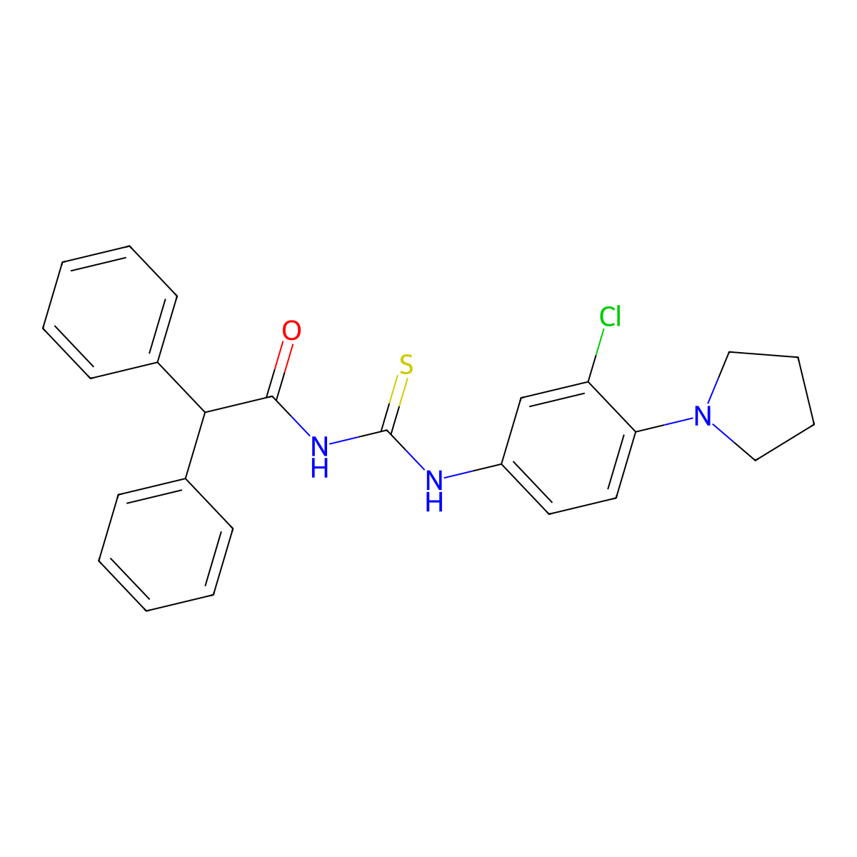 N-[(3-chloro-4-pyrrolidin-1-ylphenyl)carbamothioyl]-2,2-diphenylacetamide molecular structure, CAS 445417-13-0