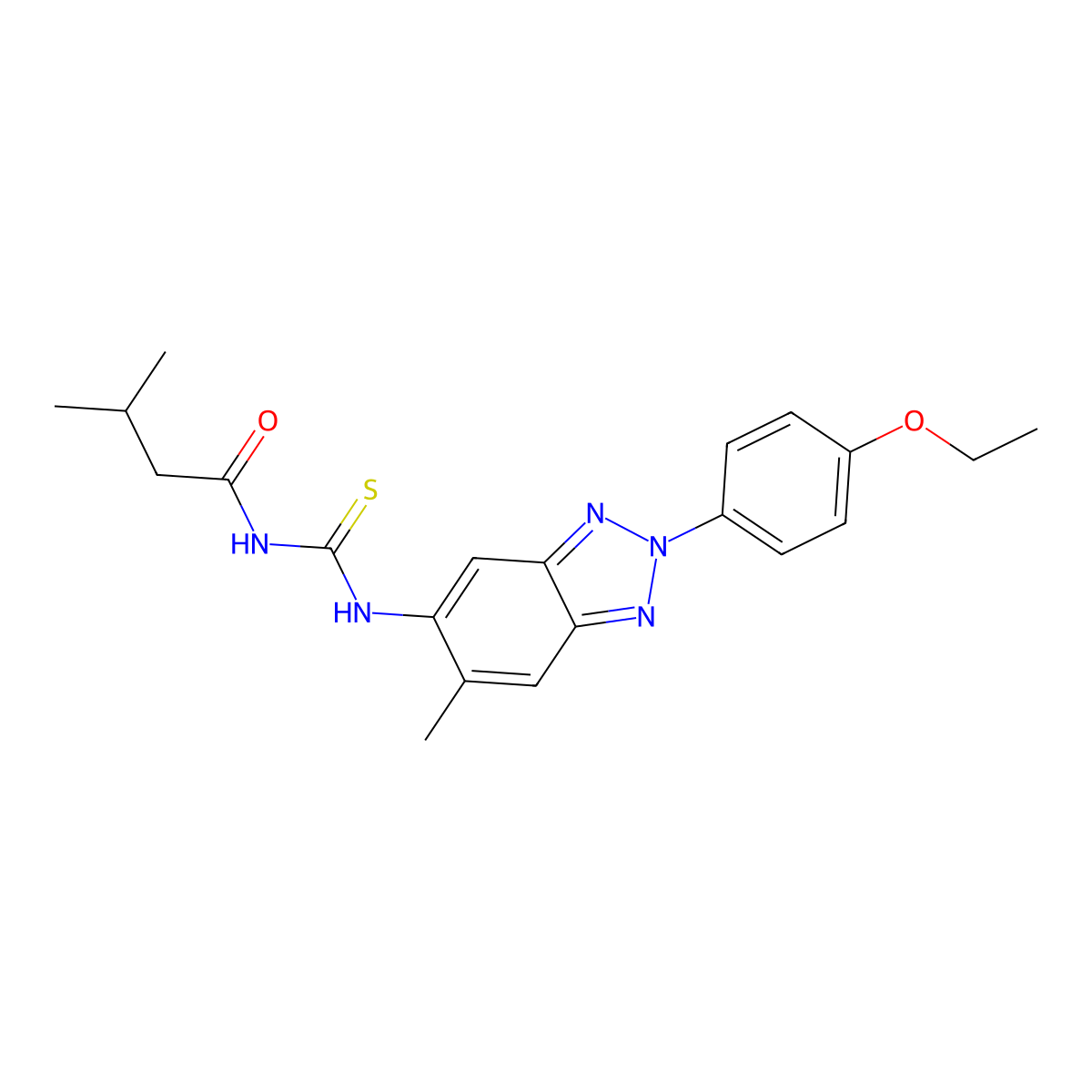 N-[[2-(4-ethoxyphenyl)-6-methylbenzotriazol-5-yl]carbamothioyl]-3-methylbutanamide molecular structure, CAS 445417-19-6