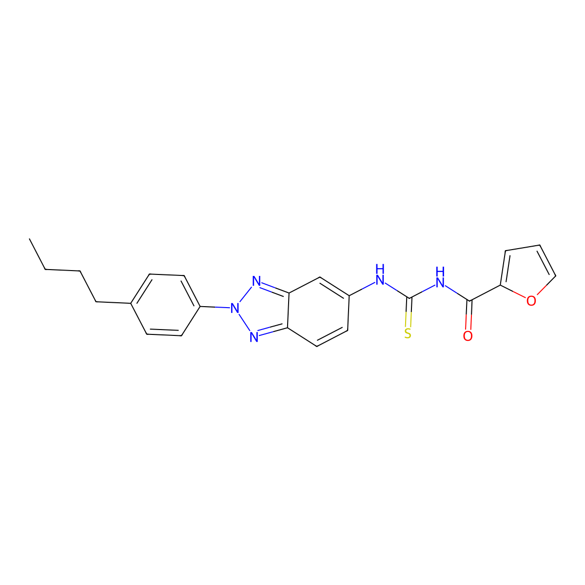 N-[[2-(4-butylphenyl)benzotriazol-5-yl]carbamothioyl]furan-2-carboxamide molecular structure, CAS 445417-99-2