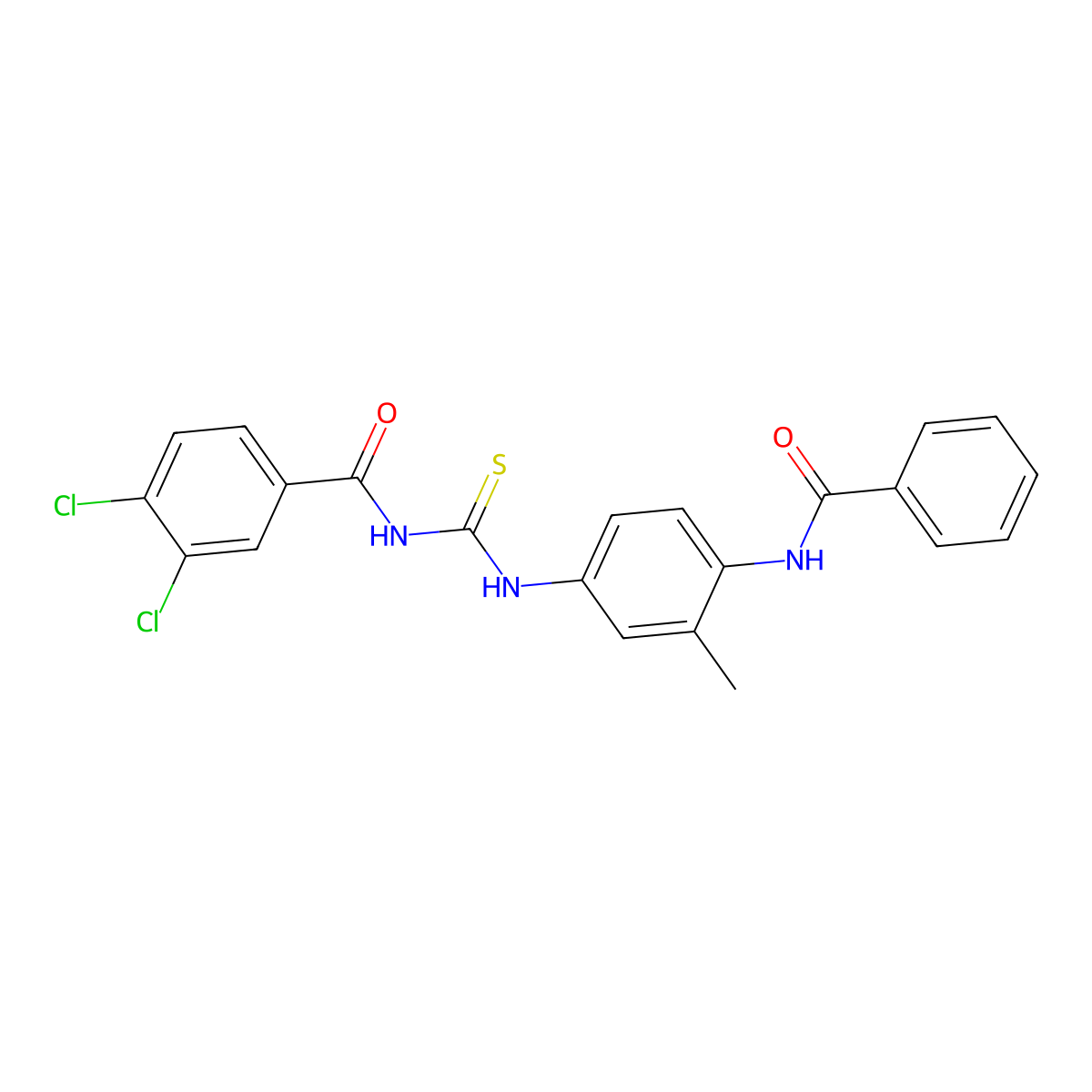 N-[(4-benzamido-3-methylphenyl)carbamothioyl]-3,4-dichlorobenzamide molecular structure, CAS 445418-06-4