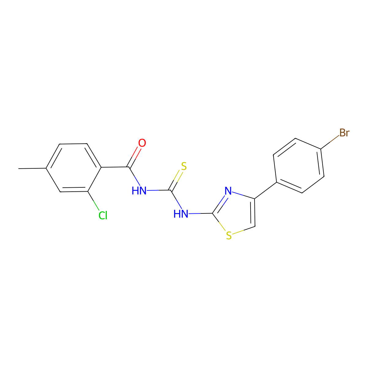 N-[[4-(4-bromophenyl)-1,3-thiazol-2-yl]carbamothioyl]-2-chloro-4-methylbenzamide molecular structure, CAS 445418-08-6