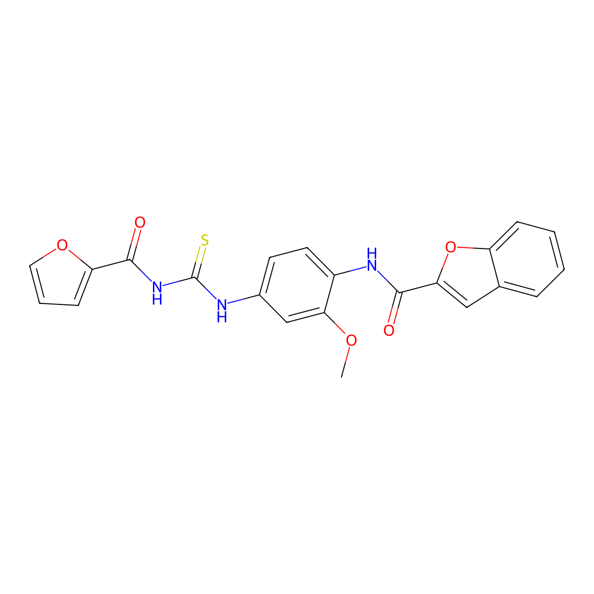 N-[4-(furan-2-carbonylcarbamothioylamino)-2-methoxyphenyl]-1-benzofuran-2-carboxamide molecular structure, CAS 445418-10-0