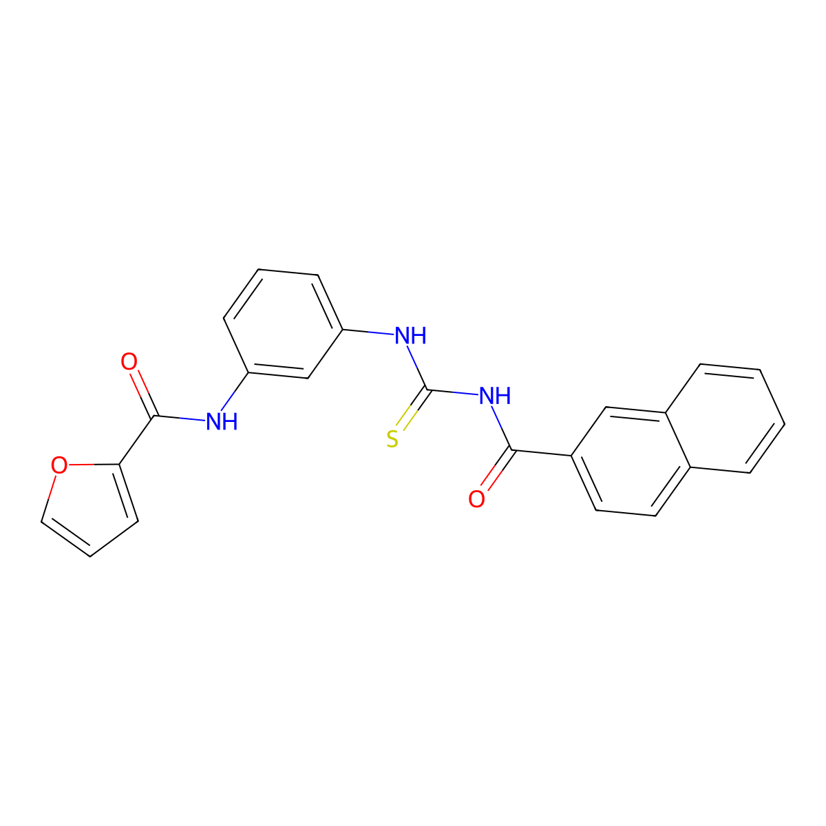 N-[3-(naphthalene-2-carbonylcarbamothioylamino)phenyl]furan-2-carboxamide molecular structure, CAS 445418-11-1
