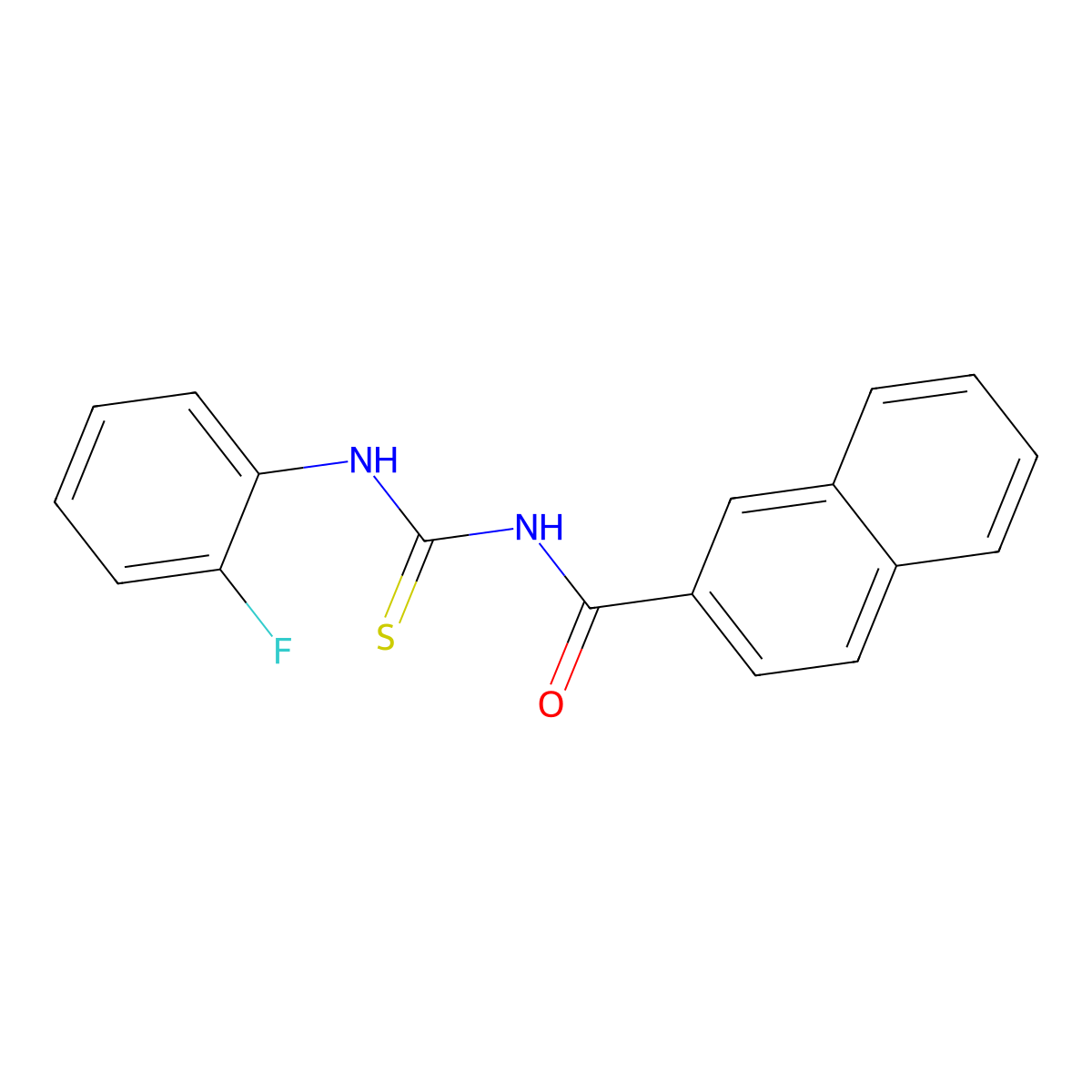 N-[(2-fluorophenyl)carbamothioyl]naphthalene-2-carboxamide molecular structure, CAS 445418-12-2