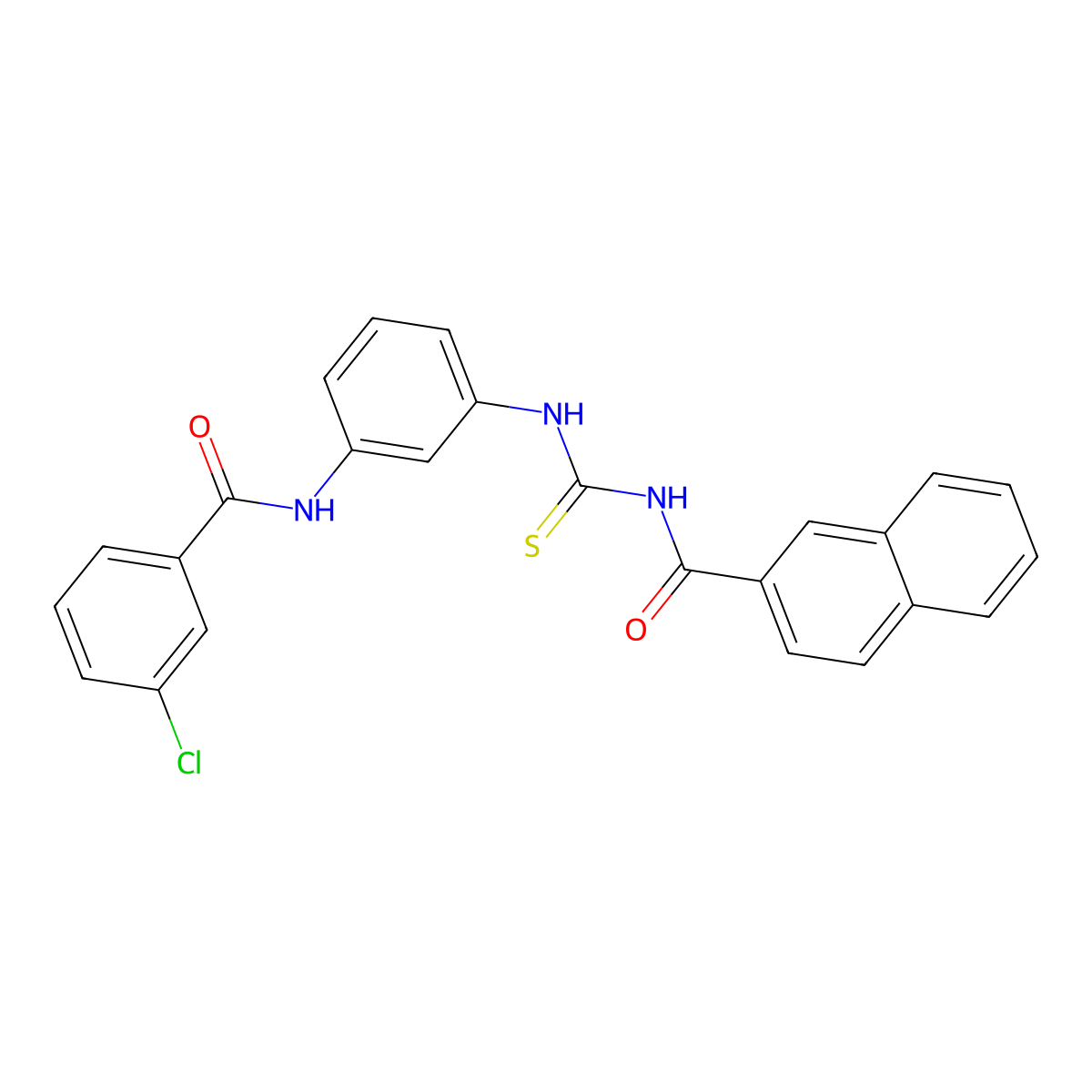 N-[[3-[(3-chlorobenzoyl)amino]phenyl]carbamothioyl]naphthalene-2-carboxamide molecular structure, CAS 445418-18-8