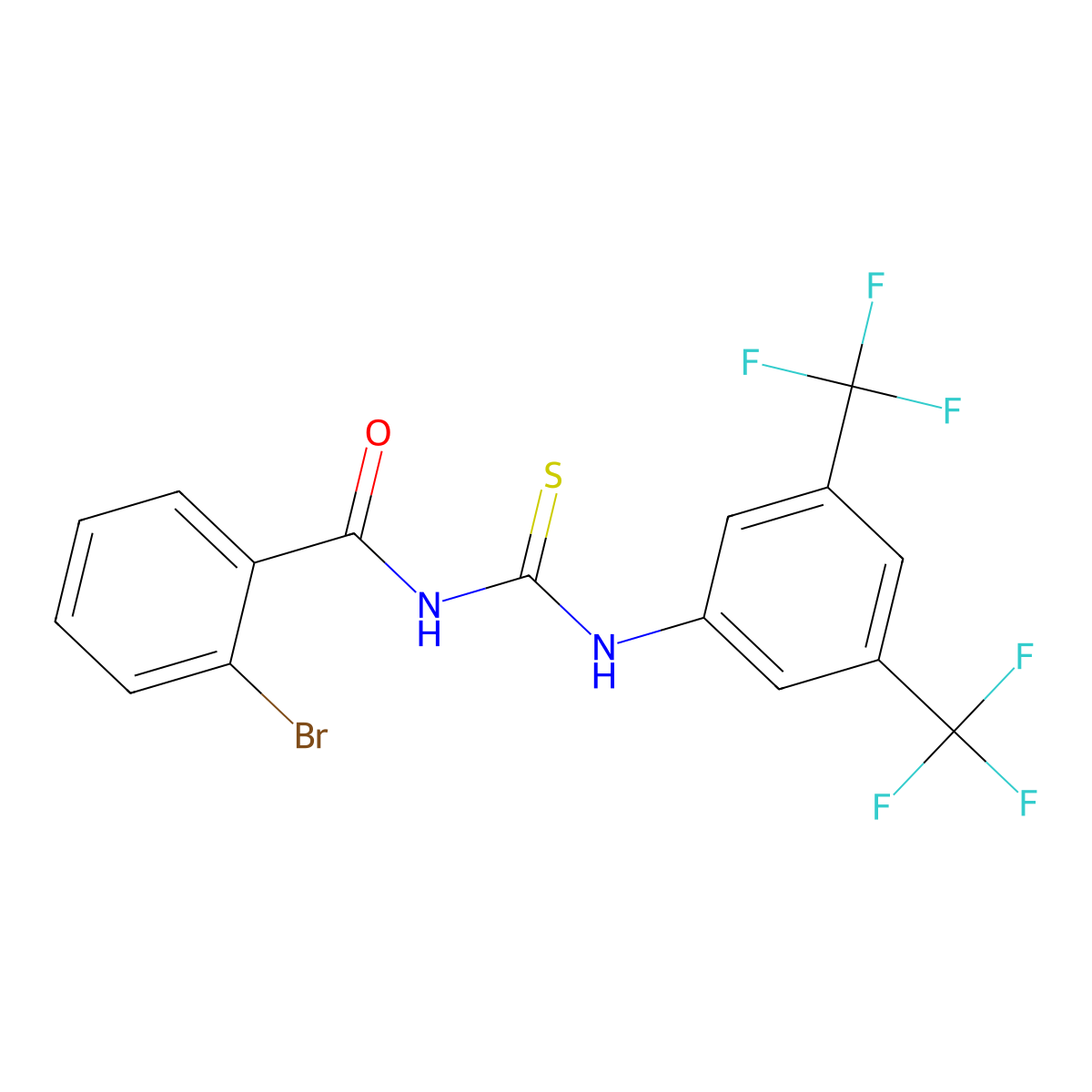 N-{[3,5-bis(trifluoromethyl)phenyl]carbamothioyl}-2-bromobenzamide molecular structure, CAS 445418-41-7