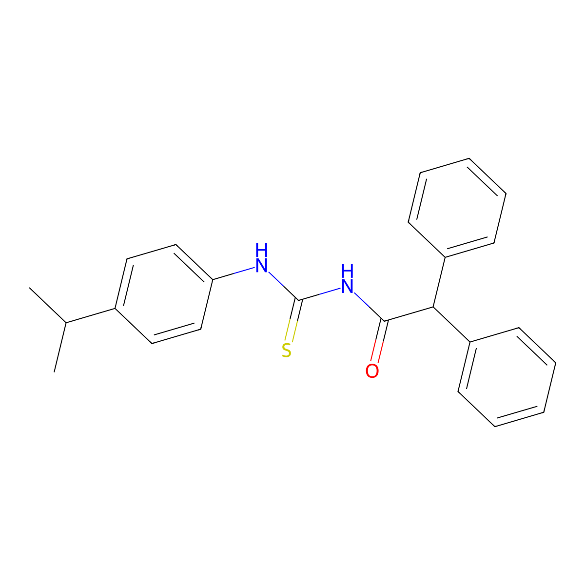 2,2-diphenyl-N-[(4-propan-2-ylphenyl)carbamothioyl]acetamide molecular structure, CAS 445418-50-8