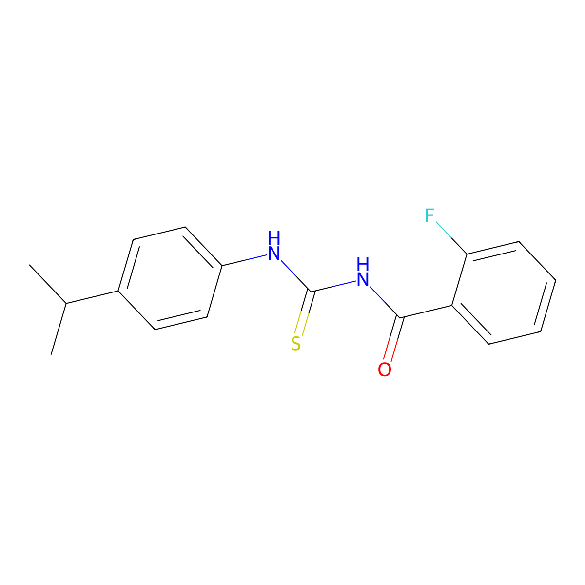 N-(2-fluorobenzoyl)-N'-(4-isopropylphenyl)thiourea molecular structure, CAS 445418-51-9