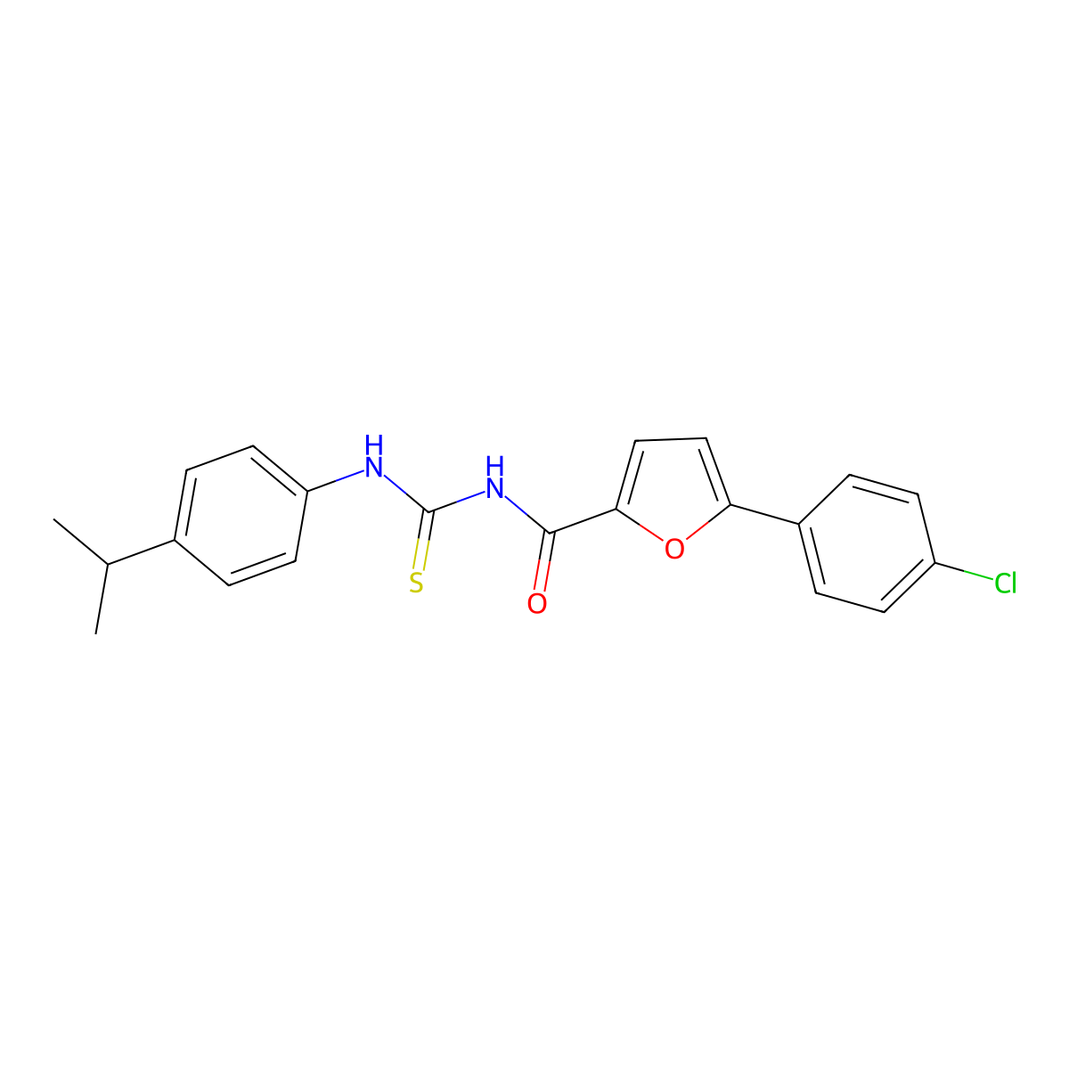 5-(4-chlorophenyl)-N-[(4-propan-2-ylphenyl)carbamothioyl]furan-2-carboxamide molecular structure, CAS 445418-52-0