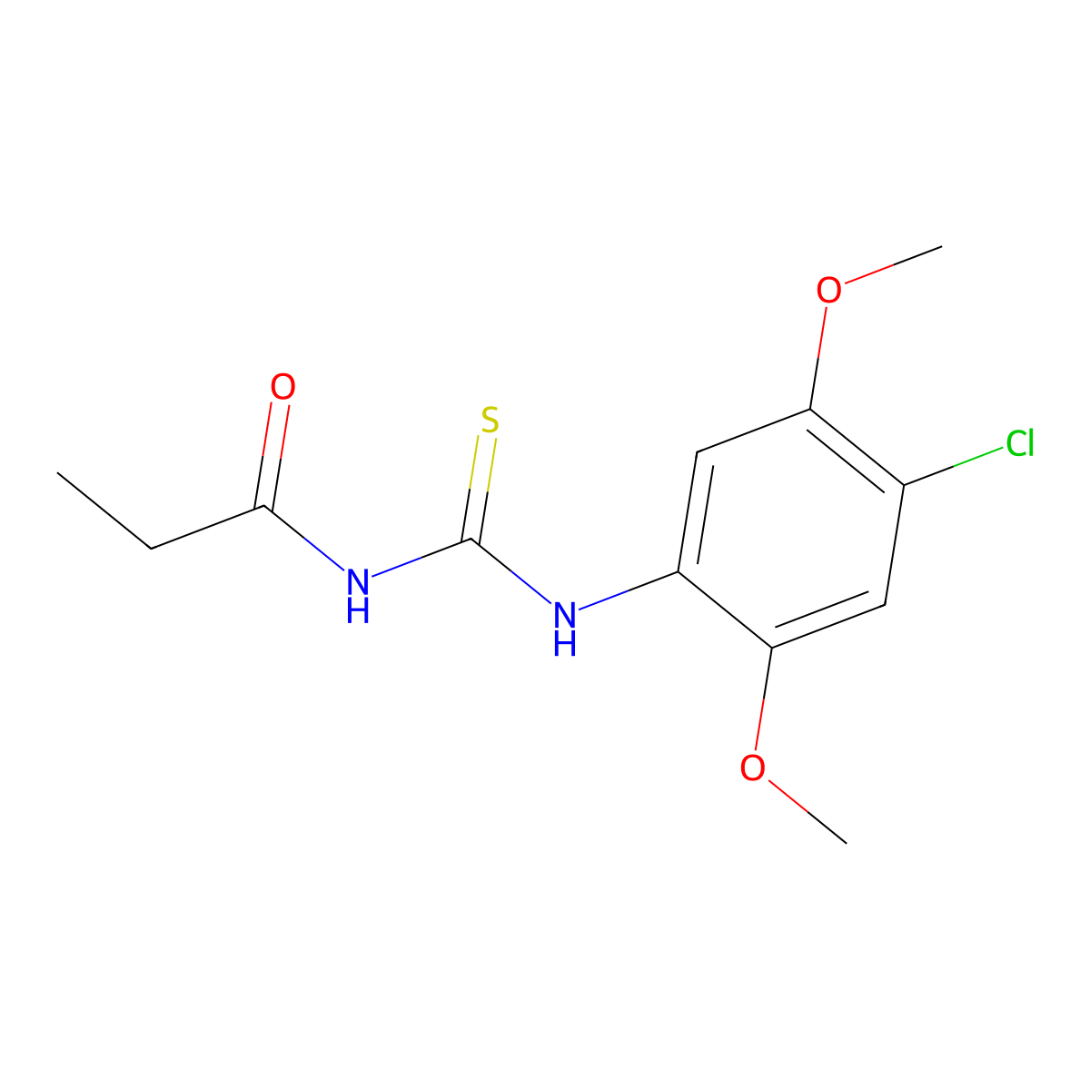 N-[(4-chloro-2,5-dimethoxyphenyl)carbamothioyl]propanamide molecular structure, CAS 445418-54-2