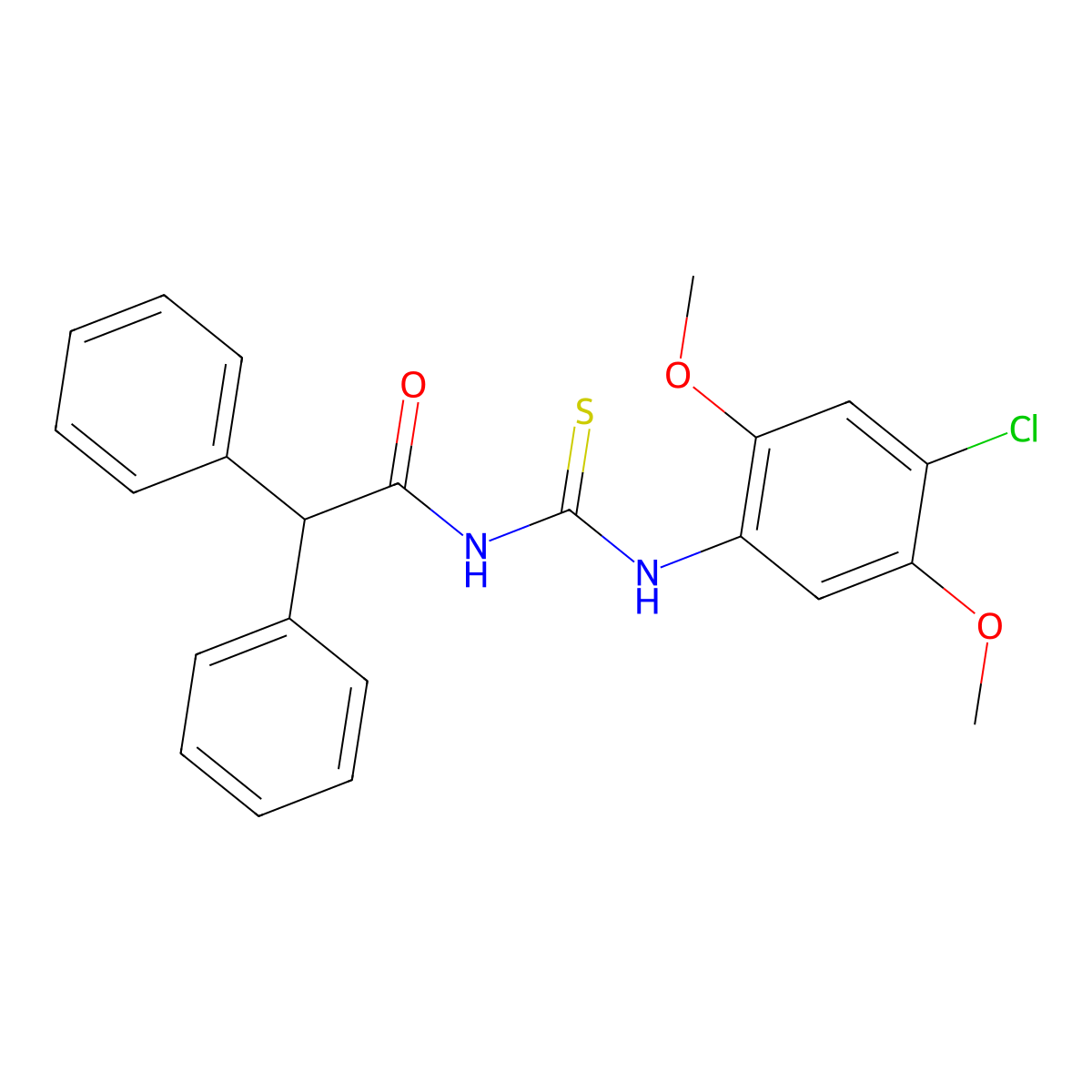 N-[(4-chloro-2,5-dimethoxyphenyl)carbamothioyl]-2,2-diphenylacetamide molecular structure, CAS 445418-56-4