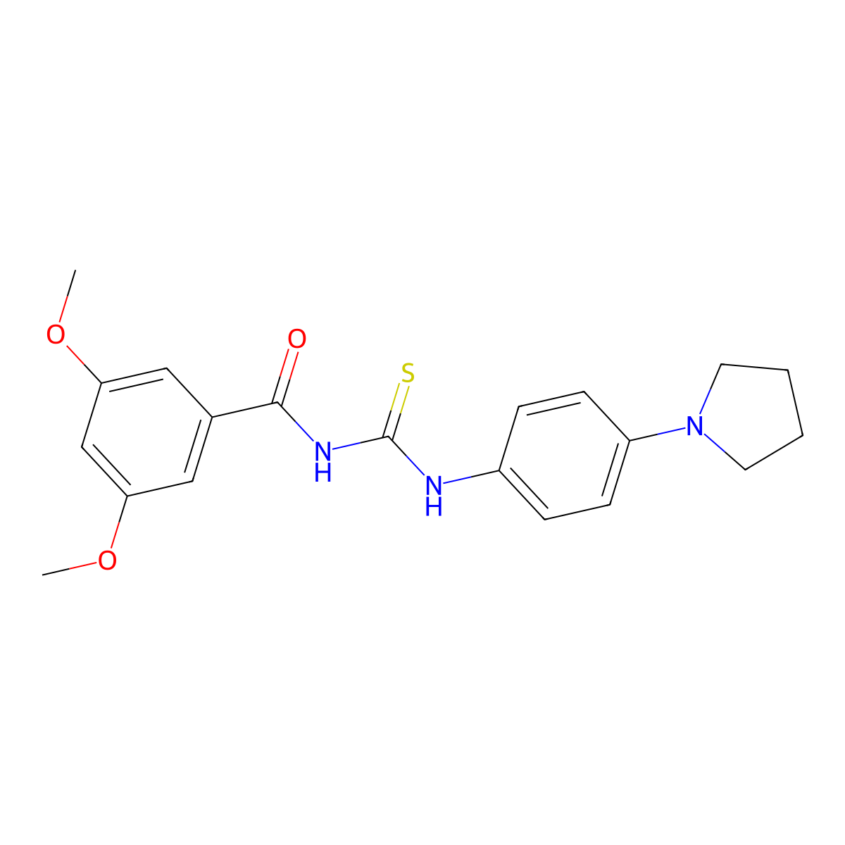 3,5-dimethoxy-N-[(4-pyrrolidin-1-ylphenyl)carbamothioyl]benzamide molecular structure, CAS 445418-59-7