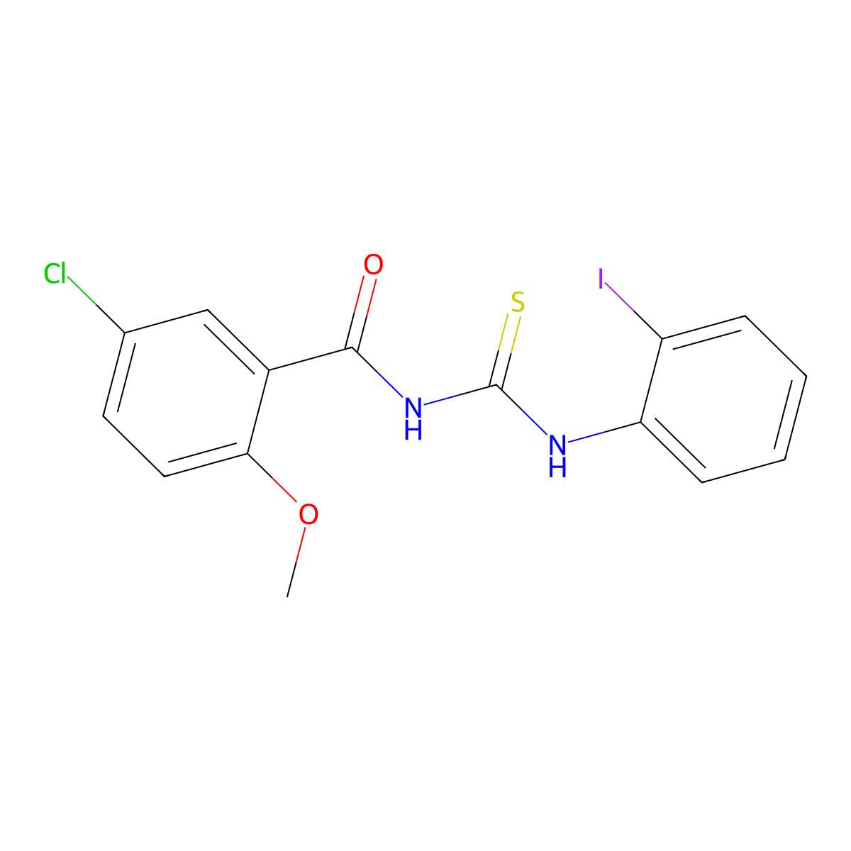 5-chloro-N-[(2-iodophenyl)carbamothioyl]-2-methoxybenzamide molecular structure, CAS 445418-64-4