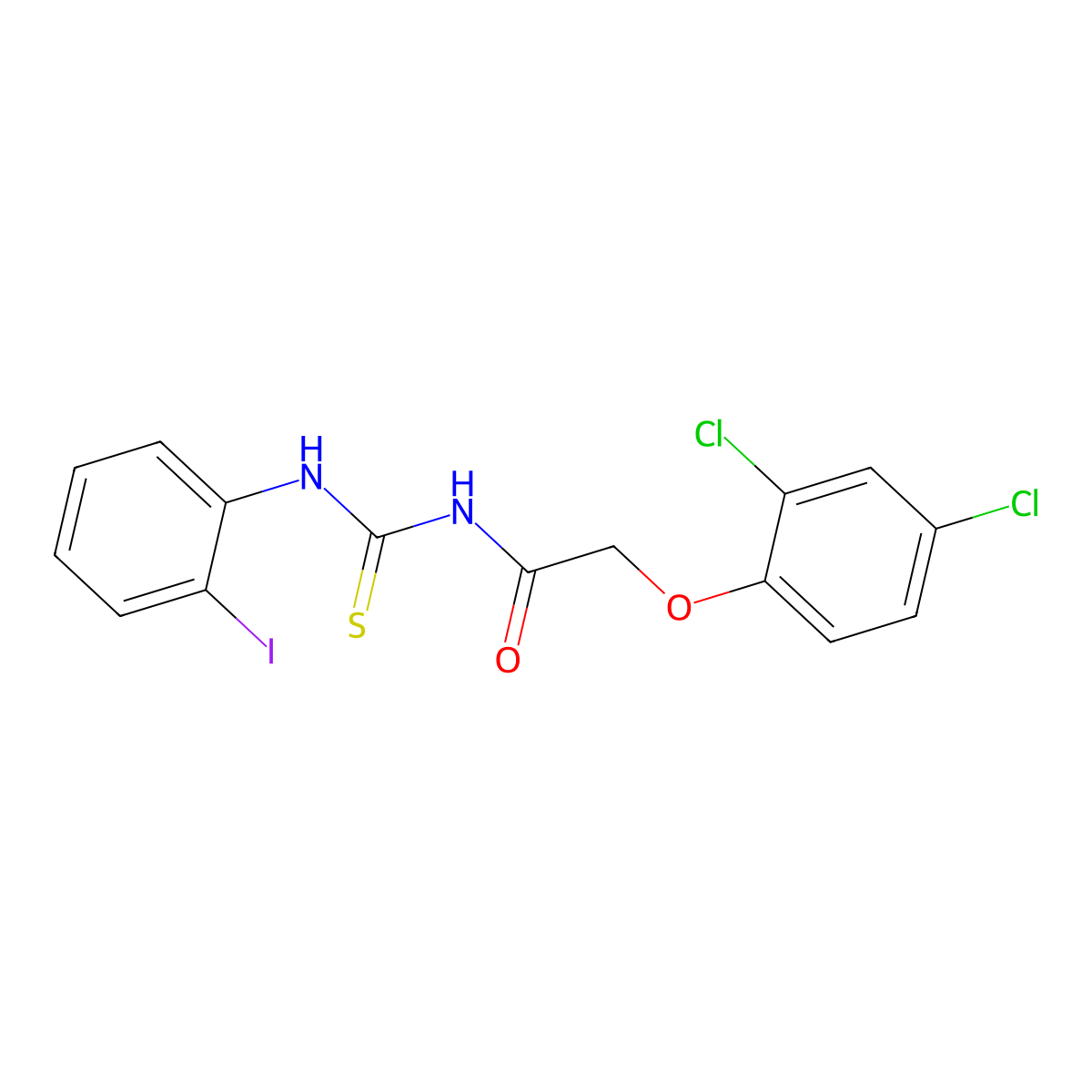 2-(2,4-dichlorophenoxy)-N-[(2-iodophenyl)carbamothioyl]acetamide molecular structure, CAS 445418-69-9