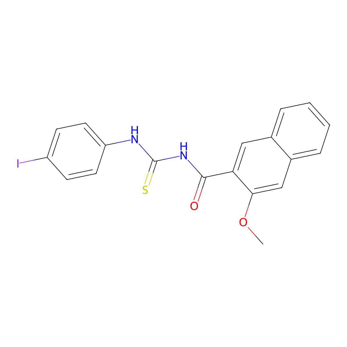 N-[(4-iodophenyl)carbamothioyl]-3-methoxynaphthalene-2-carboxamide molecular structure, CAS 445418-71-3