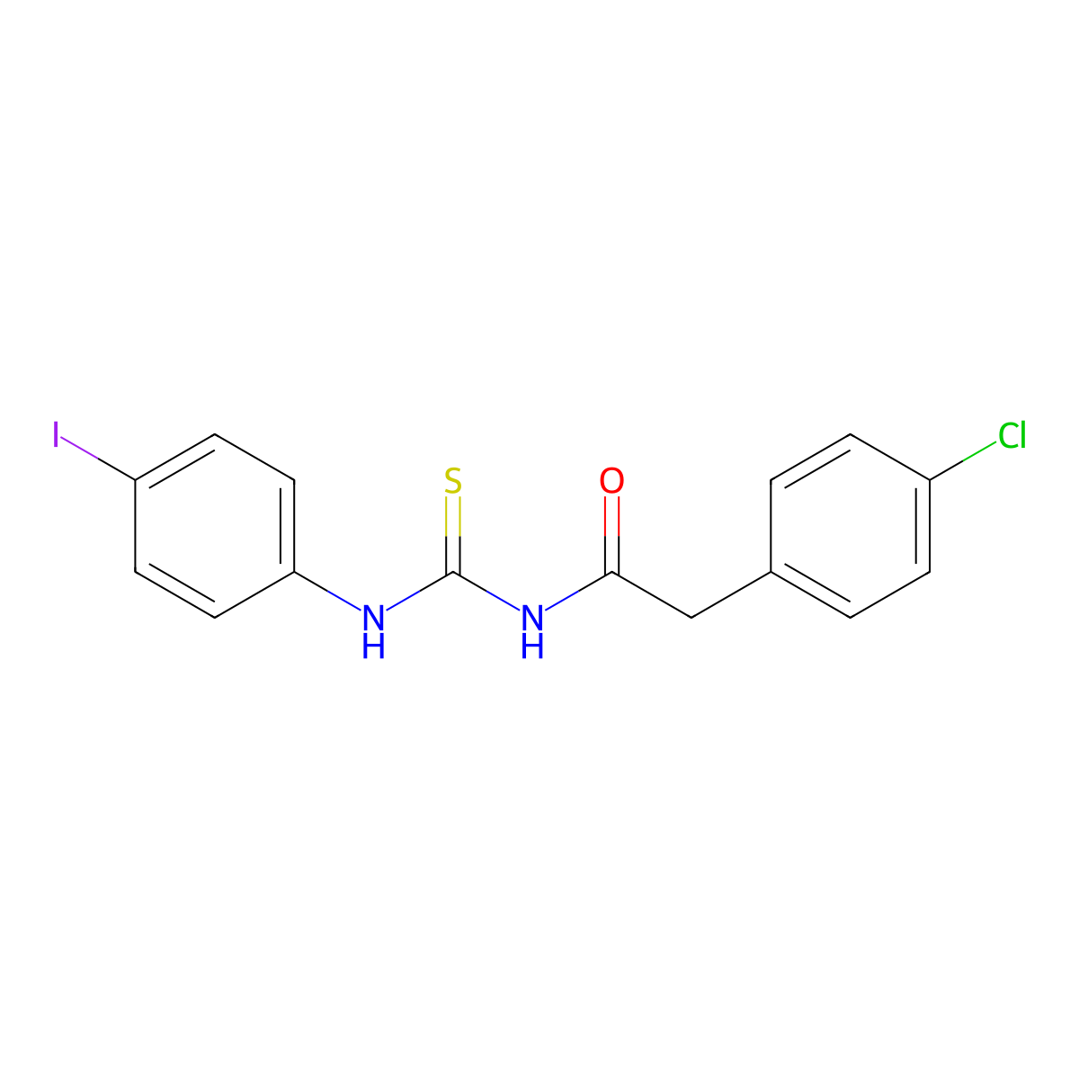 2-(4-chlorophenyl)-N-[(4-iodophenyl)carbamothioyl]acetamide molecular structure, CAS 445418-72-4