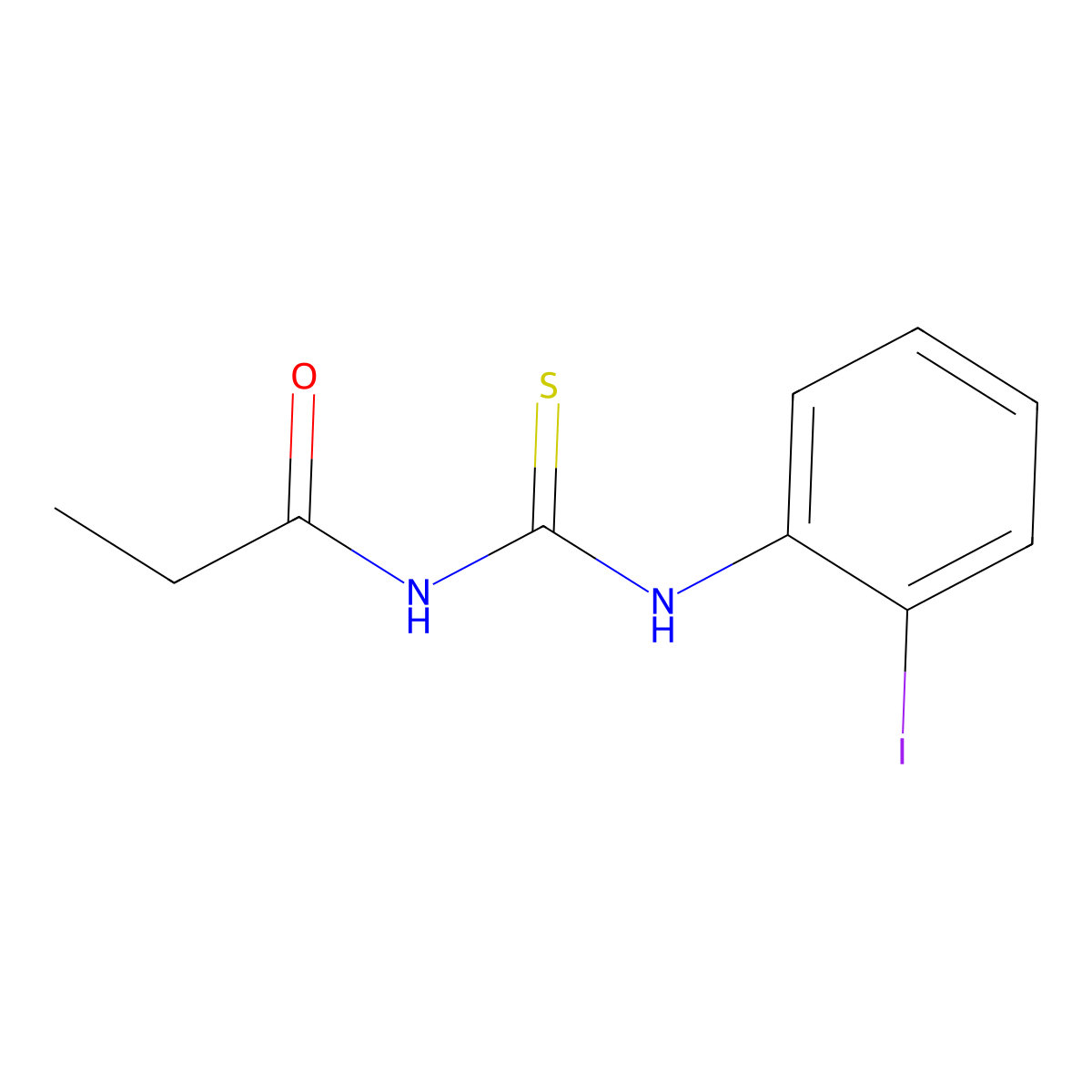 N-[(2-iodophenyl)carbamothioyl]propanamide molecular structure, CAS 445418-74-6
