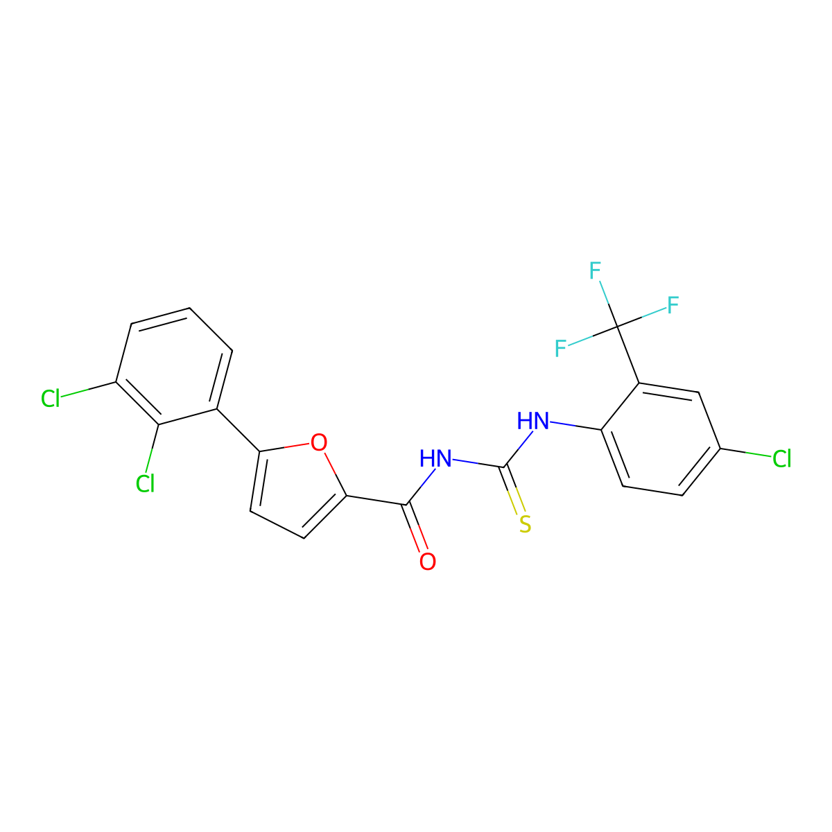 N-[4-chloro-2-(trifluoromethyl)phenyl]-N'-[5-(2,3-dichlorophenyl)-2-furoyl]thiourea molecular structure, CAS 445418-93-9