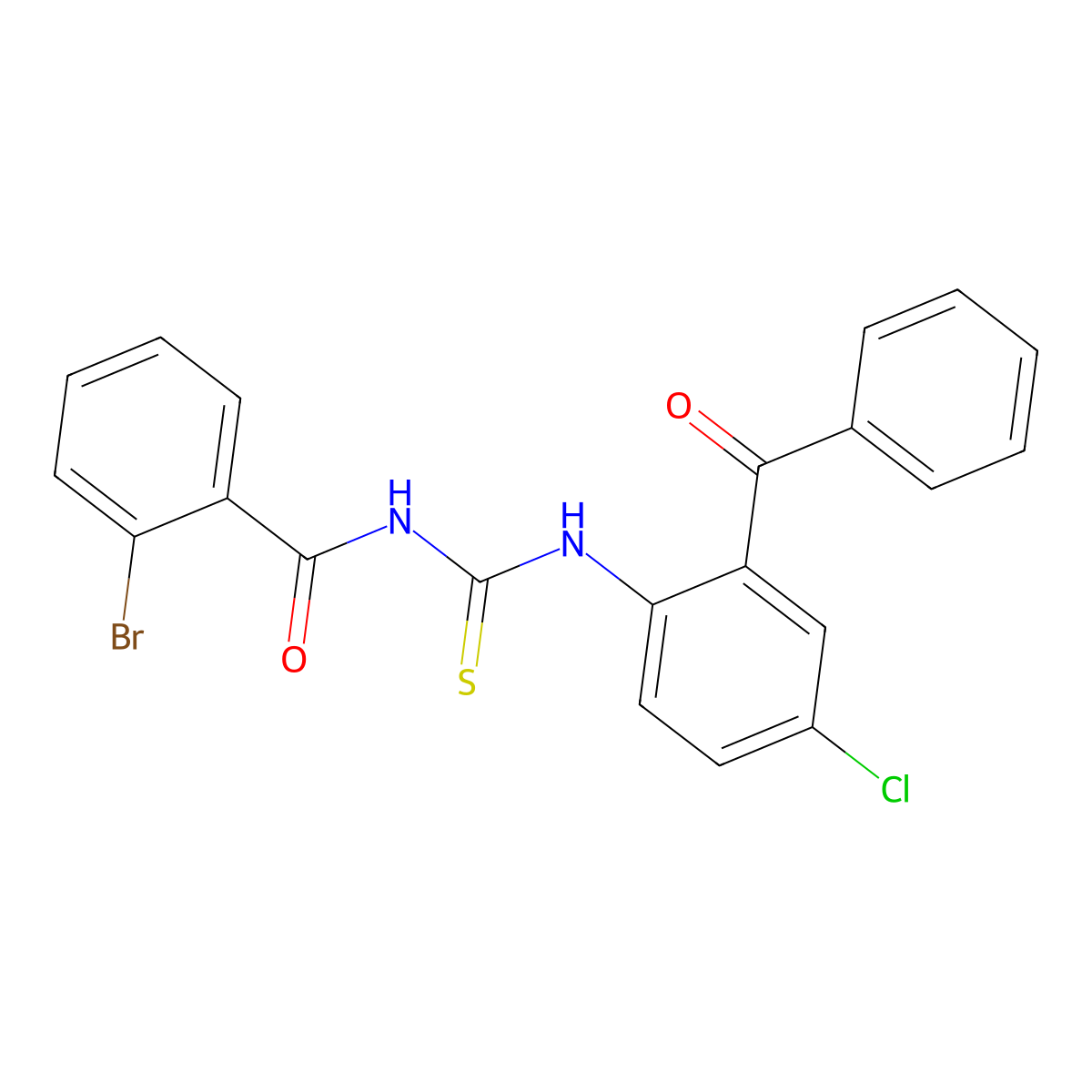 N-[(2-benzoyl-4-chlorophenyl)carbamothioyl]-2-bromobenzamide molecular structure, CAS 445419-06-7