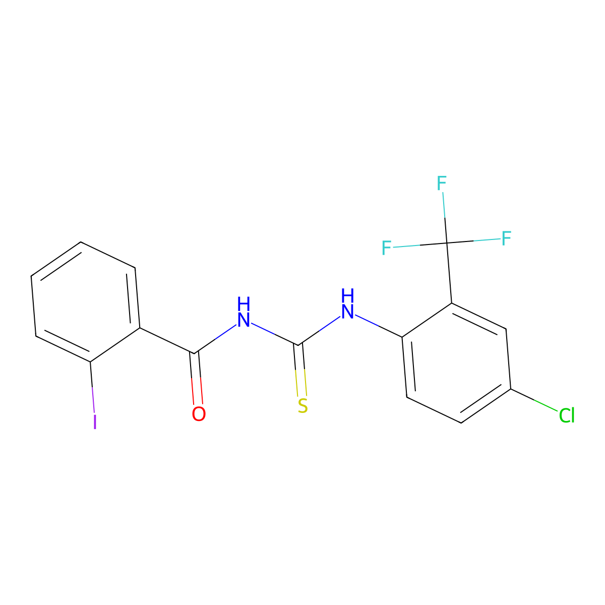 N-[[4-chloro-2-(trifluoromethyl)phenyl]carbamothioyl]-2-iodobenzamide molecular structure, CAS 445419-20-5