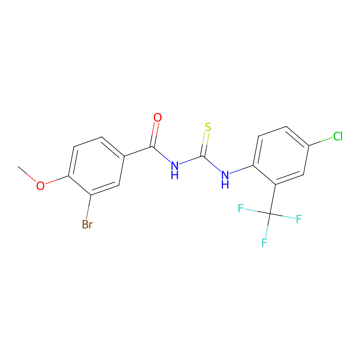 3-bromo-N-[[4-chloro-2-(trifluoromethyl)phenyl]carbamothioyl]-4-methoxybenzamide molecular structure, CAS 445419-22-7