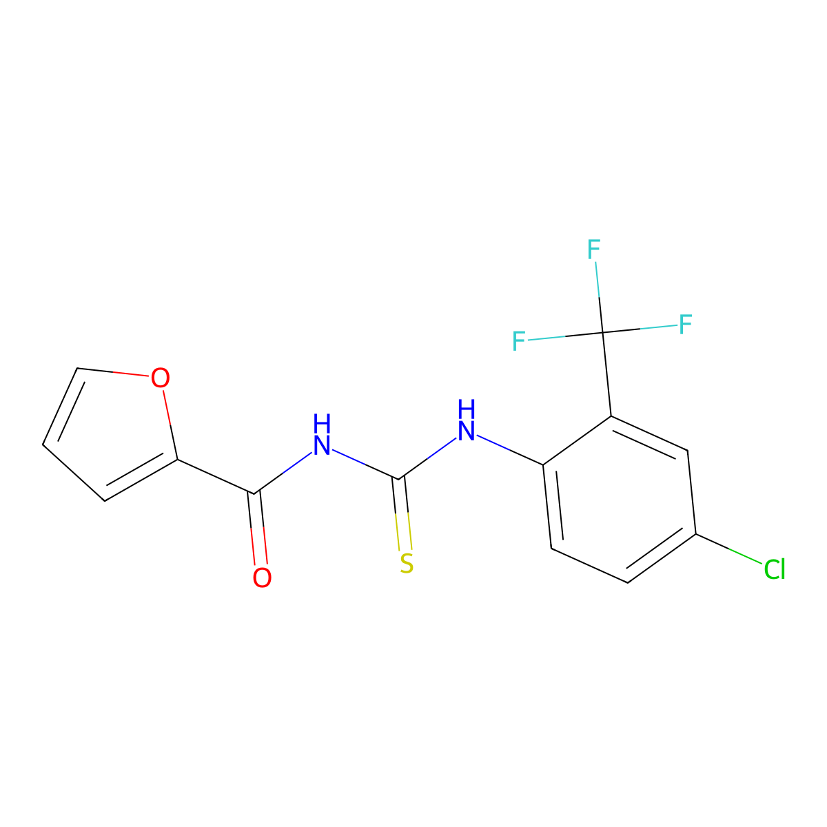 N-[[4-chloro-2-(trifluoromethyl)phenyl]carbamothioyl]furan-2-carboxamide molecular structure, CAS 445419-25-0