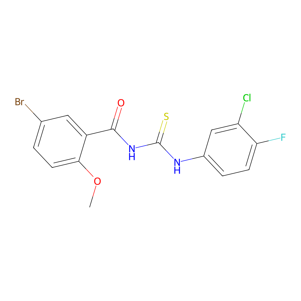 5-bromo-N-[(3-chloro-4-fluorophenyl)carbamothioyl]-2-methoxybenzamide molecular structure, CAS 445419-28-3