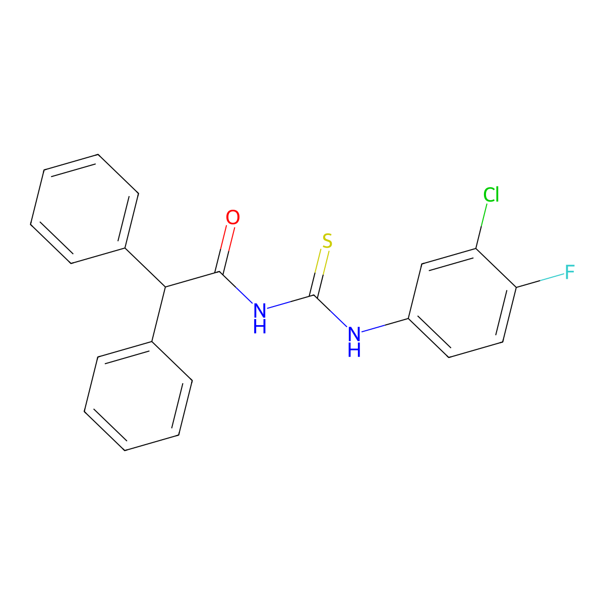 N-[(3-chloro-4-fluorophenyl)carbamothioyl]-2,2-diphenylacetamide molecular structure, CAS 445419-31-8