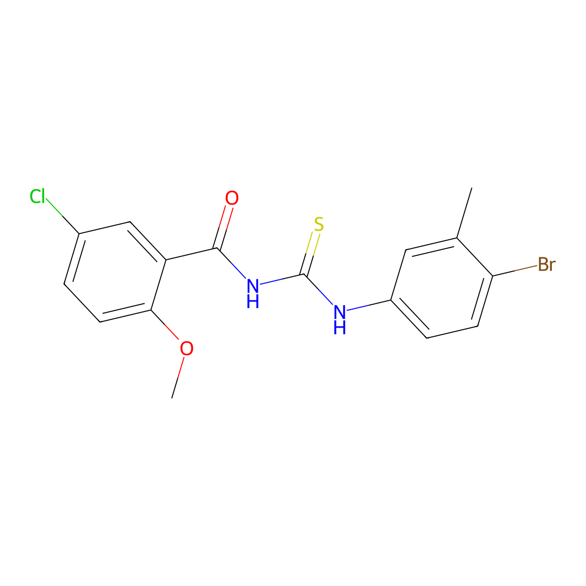 N-[(4-bromo-3-methylphenyl)carbamothioyl]-5-chloro-2-methoxybenzamide molecular structure, CAS 445419-33-0