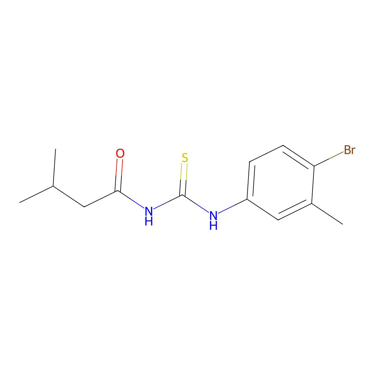 N-[(4-bromo-3-methylphenyl)carbamothioyl]-3-methylbutanamide molecular structure, CAS 445419-34-1