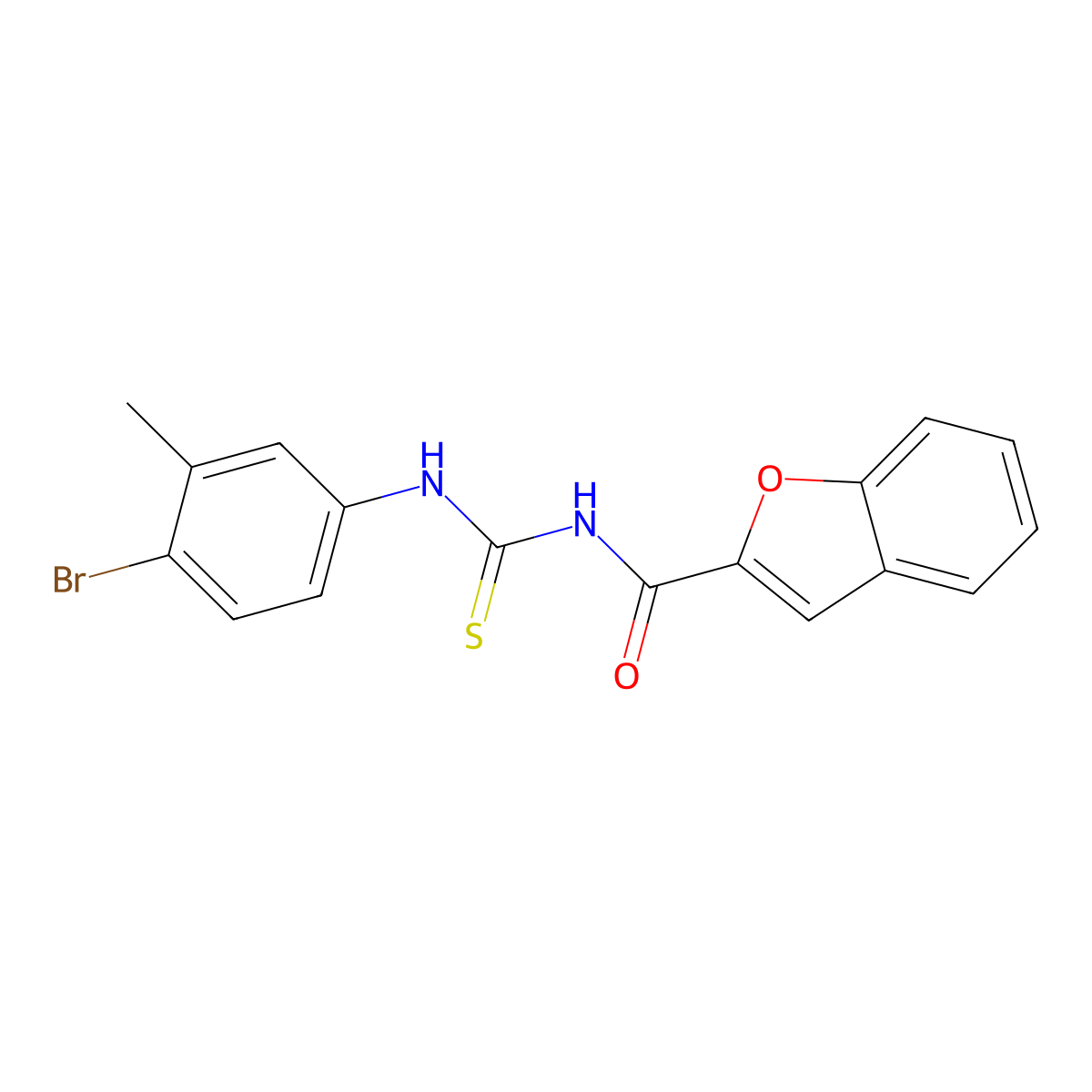 N-[(4-bromo-3-methylphenyl)carbamothioyl]-1-benzofuran-2-carboxamide molecular structure, CAS 445419-35-2