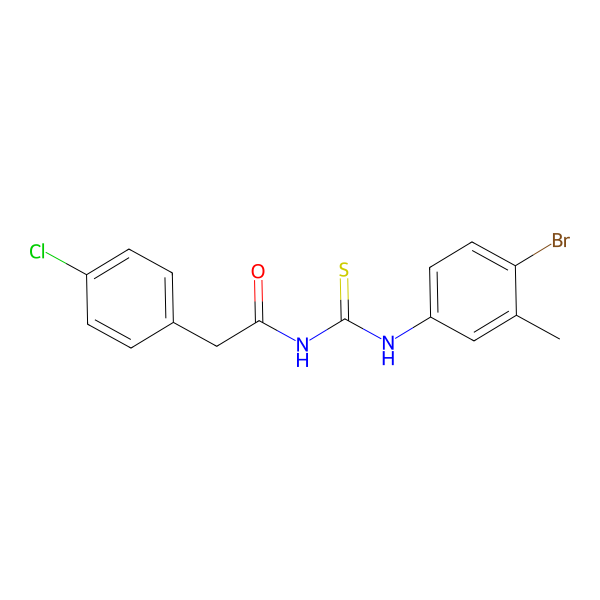 N-[(4-bromo-3-methylphenyl)carbamothioyl]-2-(4-chlorophenyl)acetamide molecular structure, CAS 445419-37-4