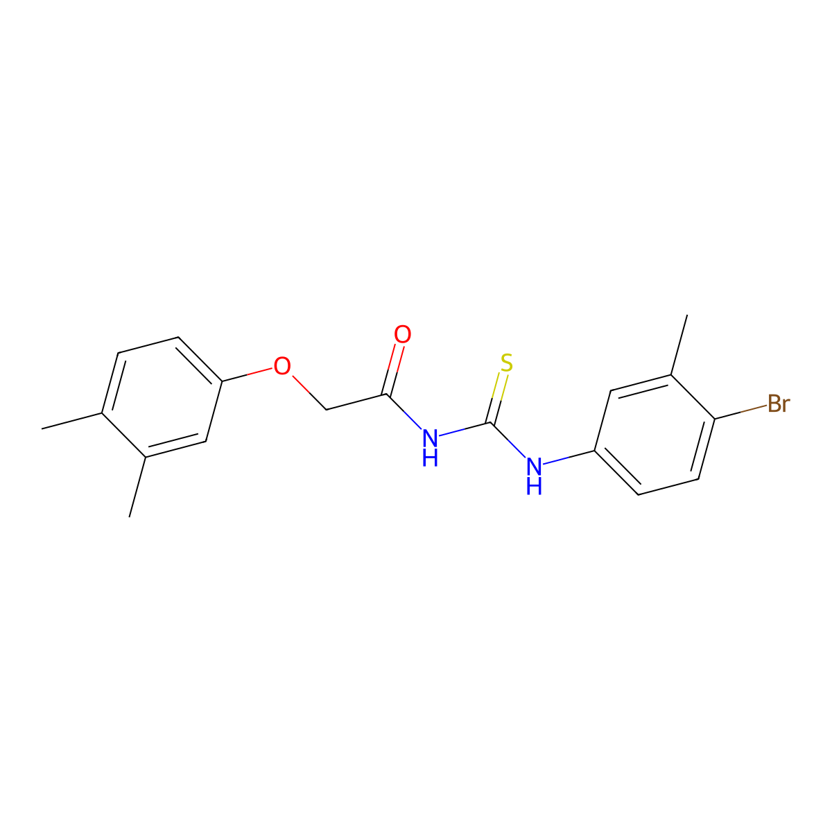 N-[(4-bromo-3-methylphenyl)carbamothioyl]-2-(3,4-dimethylphenoxy)acetamide molecular structure, CAS 445419-39-6