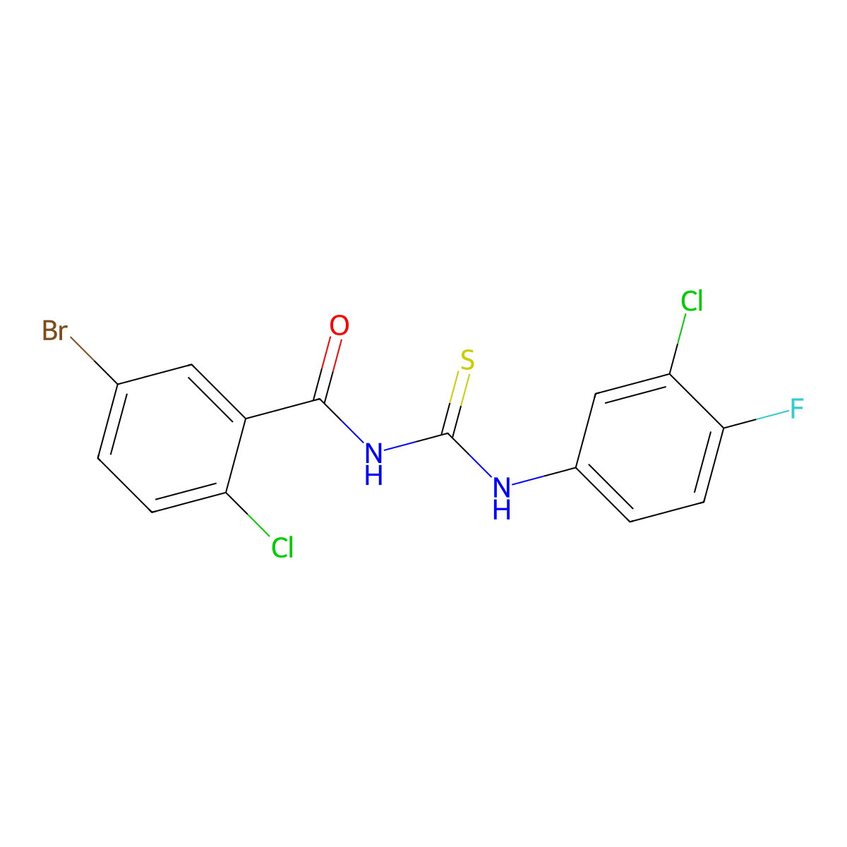 5-bromo-2-chloro-N-[(3-chloro-4-fluorophenyl)carbamothioyl]benzamide molecular structure, CAS 445419-41-0