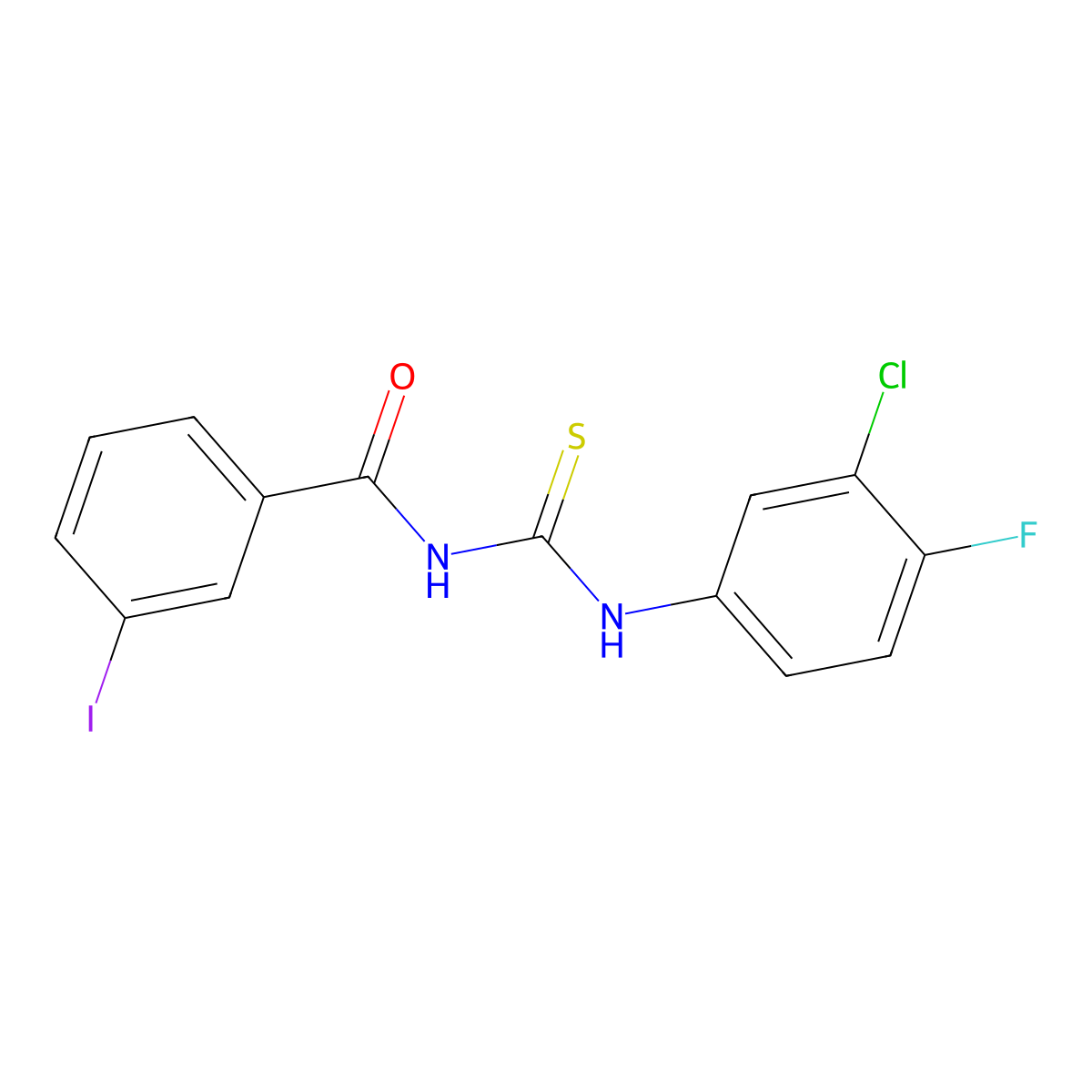 N-[(3-chloro-4-fluorophenyl)carbamothioyl]-3-iodobenzamide molecular structure, CAS 445419-42-1