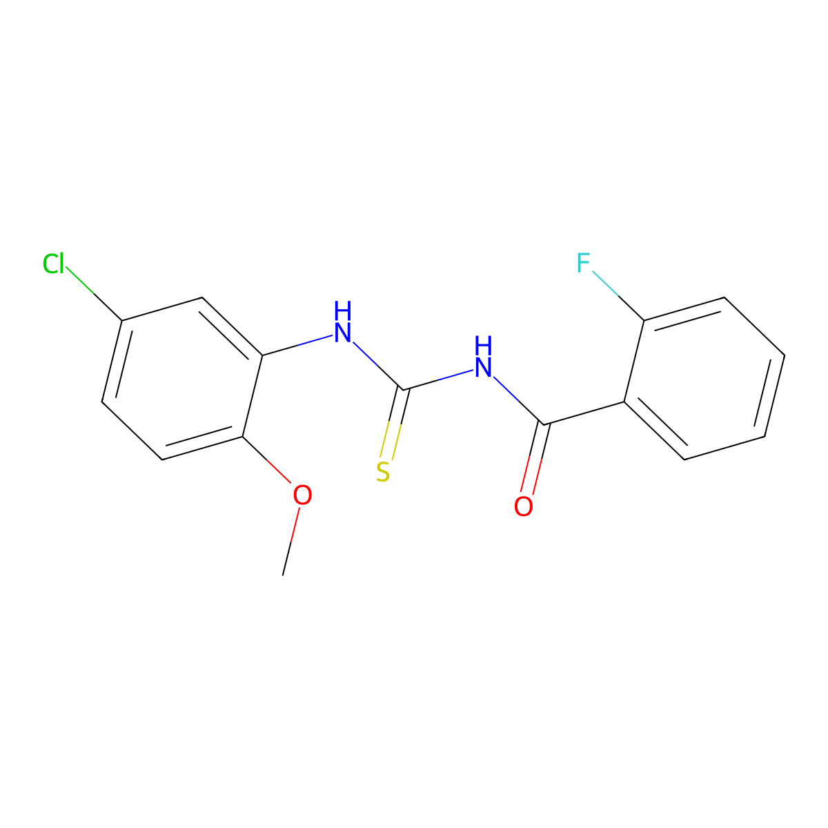 N-[(5-chloro-2-methoxyphenyl)carbamothioyl]-2-fluorobenzamide molecular structure, CAS 445419-52-3