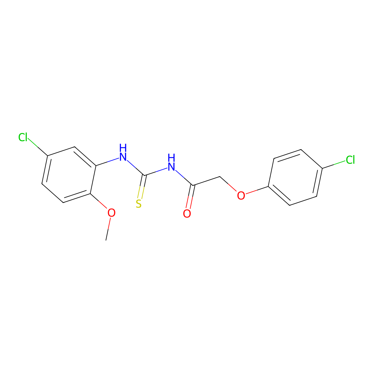N-[(5-chloro-2-methoxyphenyl)carbamothioyl]-2-(4-chlorophenoxy)acetamide molecular structure, CAS 445419-53-4