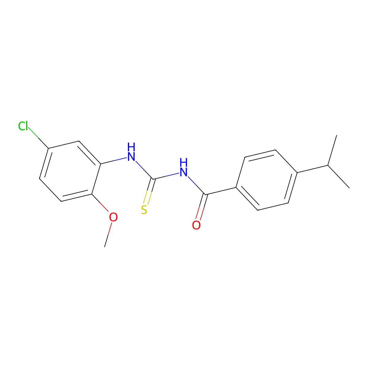 N-[(5-chloro-2-methoxyphenyl)carbamothioyl]-4-propan-2-ylbenzamide molecular structure, CAS 445419-58-9