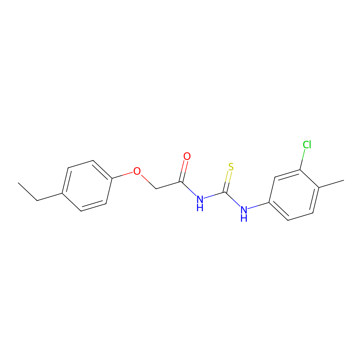 N-[(3-chloro-4-methylphenyl)carbamothioyl]-2-(4-ethylphenoxy)acetamide molecular structure, CAS 445419-63-6