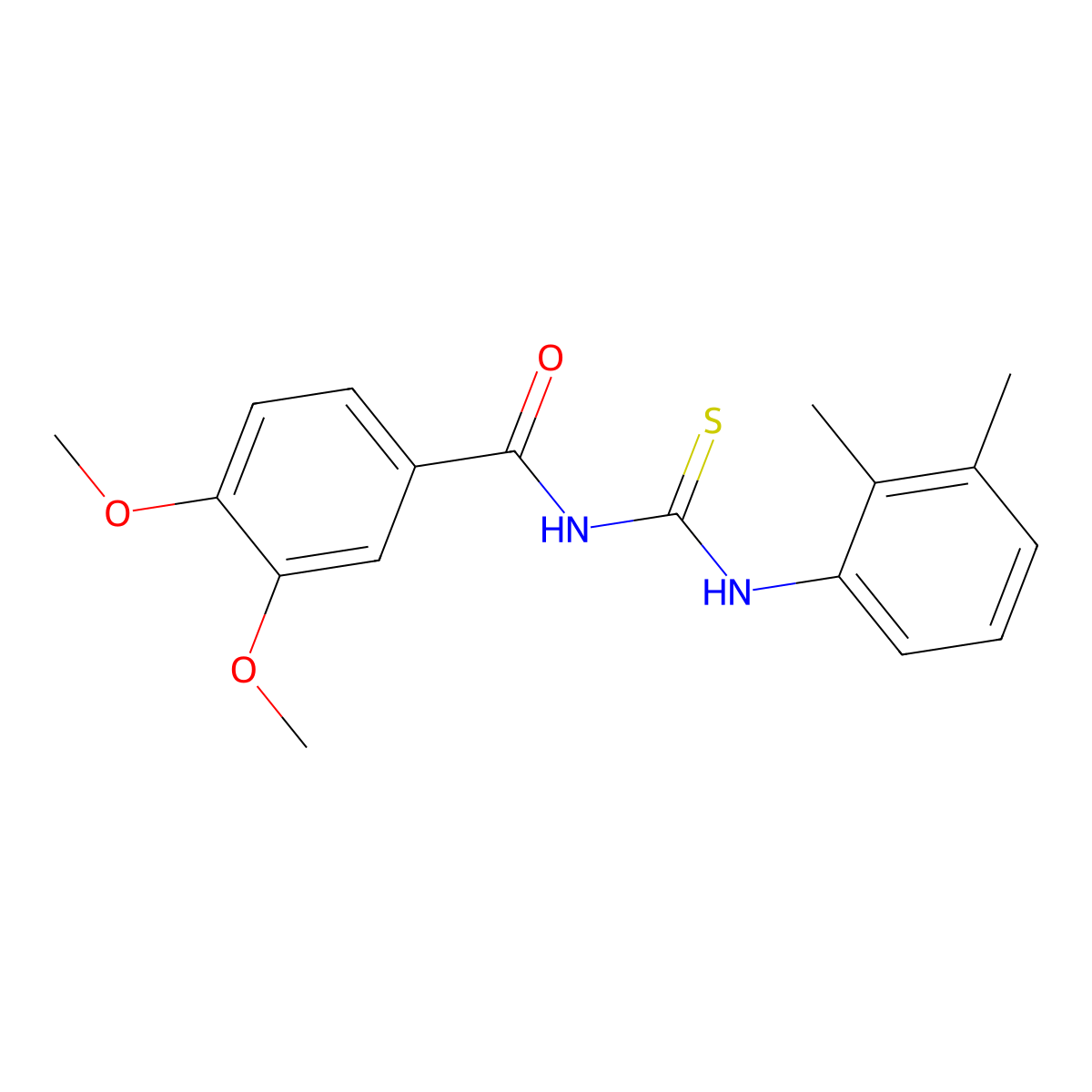 N-(3,4-dimethoxybenzoyl)-N'-(2,3-dimethylphenyl)thiourea molecular structure, CAS 445419-66-9