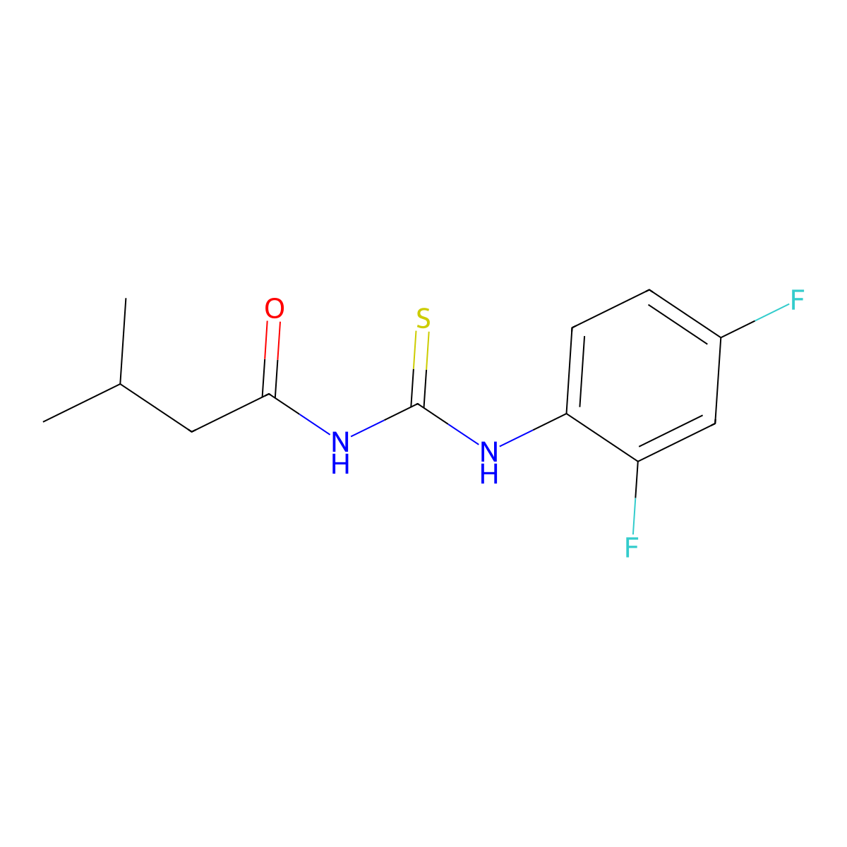 N-[(2,4-difluorophenyl)carbamothioyl]-3-methylbutanamide molecular structure, CAS 445419-69-2