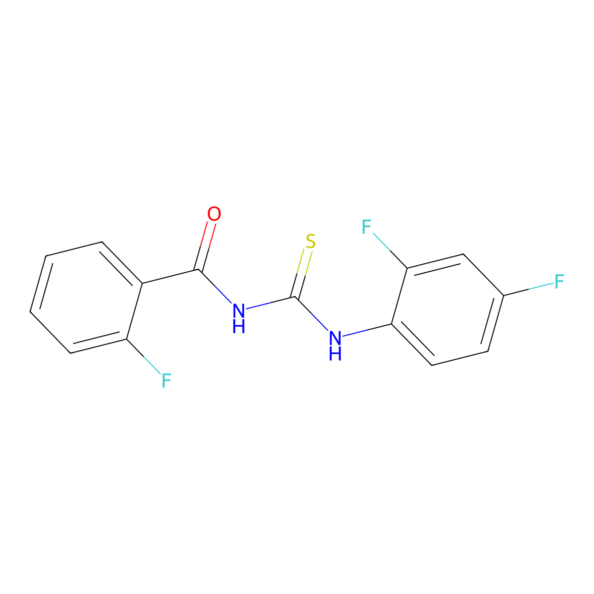 N-[(2,4-difluorophenyl)carbamothioyl]-2-fluorobenzamide molecular structure, CAS 445419-74-9