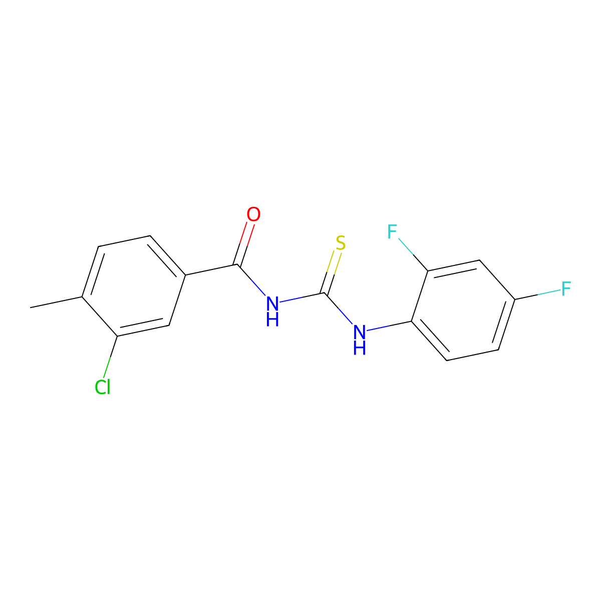 3-chloro-N-[(2,4-difluorophenyl)carbamothioyl]-4-methylbenzamide molecular structure, CAS 445419-77-2