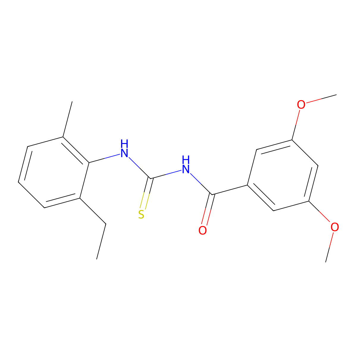 N-[(2-ethyl-6-methylphenyl)carbamothioyl]-3,5-dimethoxybenzamide molecular structure, CAS 445419-81-8