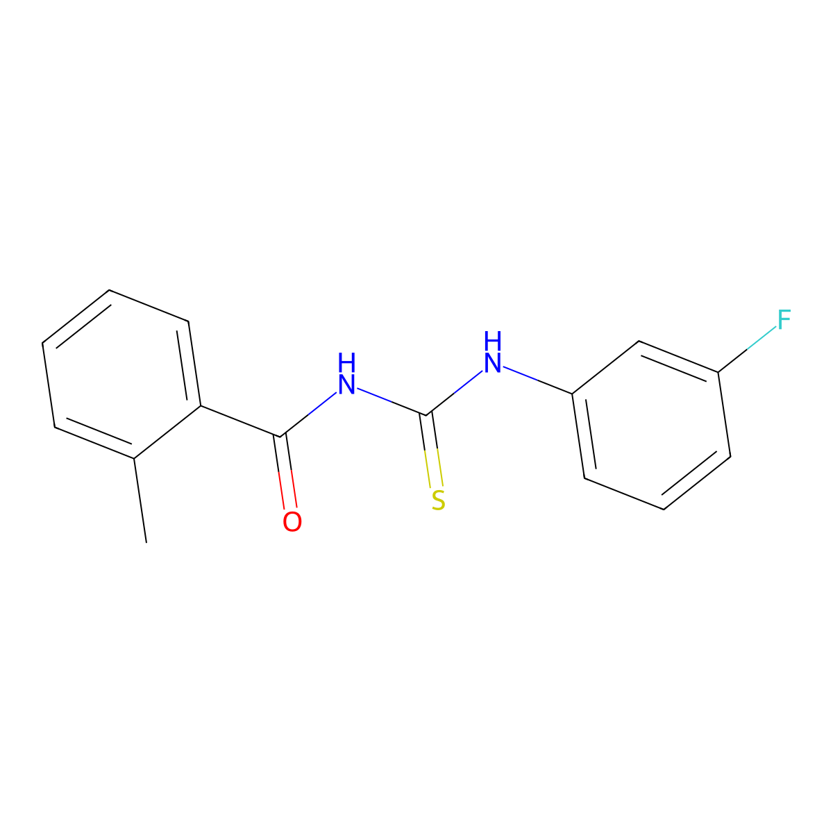 N-[(3-fluorophenyl)carbamothioyl]-2-methylbenzamide molecular structure, CAS 445419-86-3